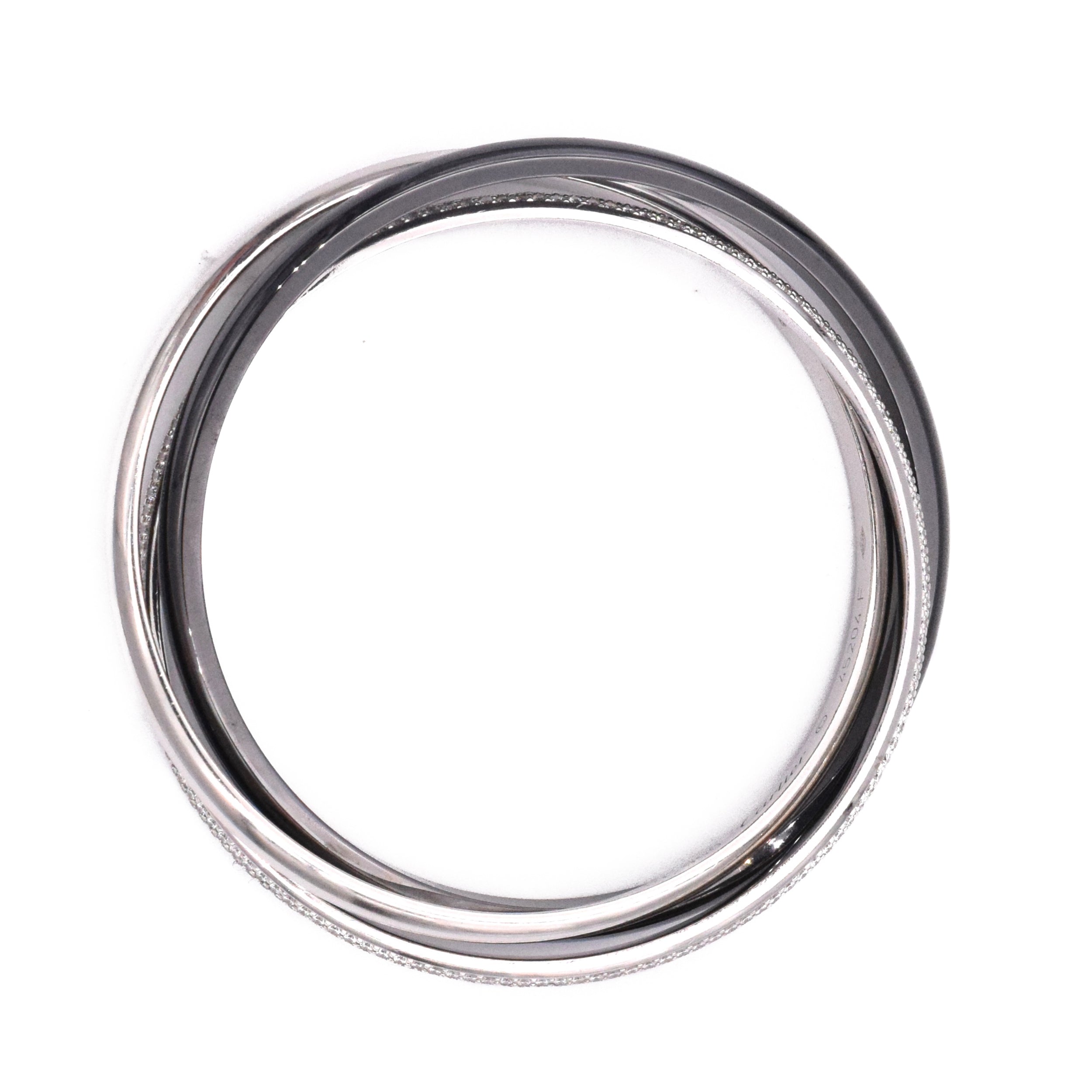 Cartier 18k White Gold, Platinum, Diamond And Ceramic ' Trinity ' Bracelet