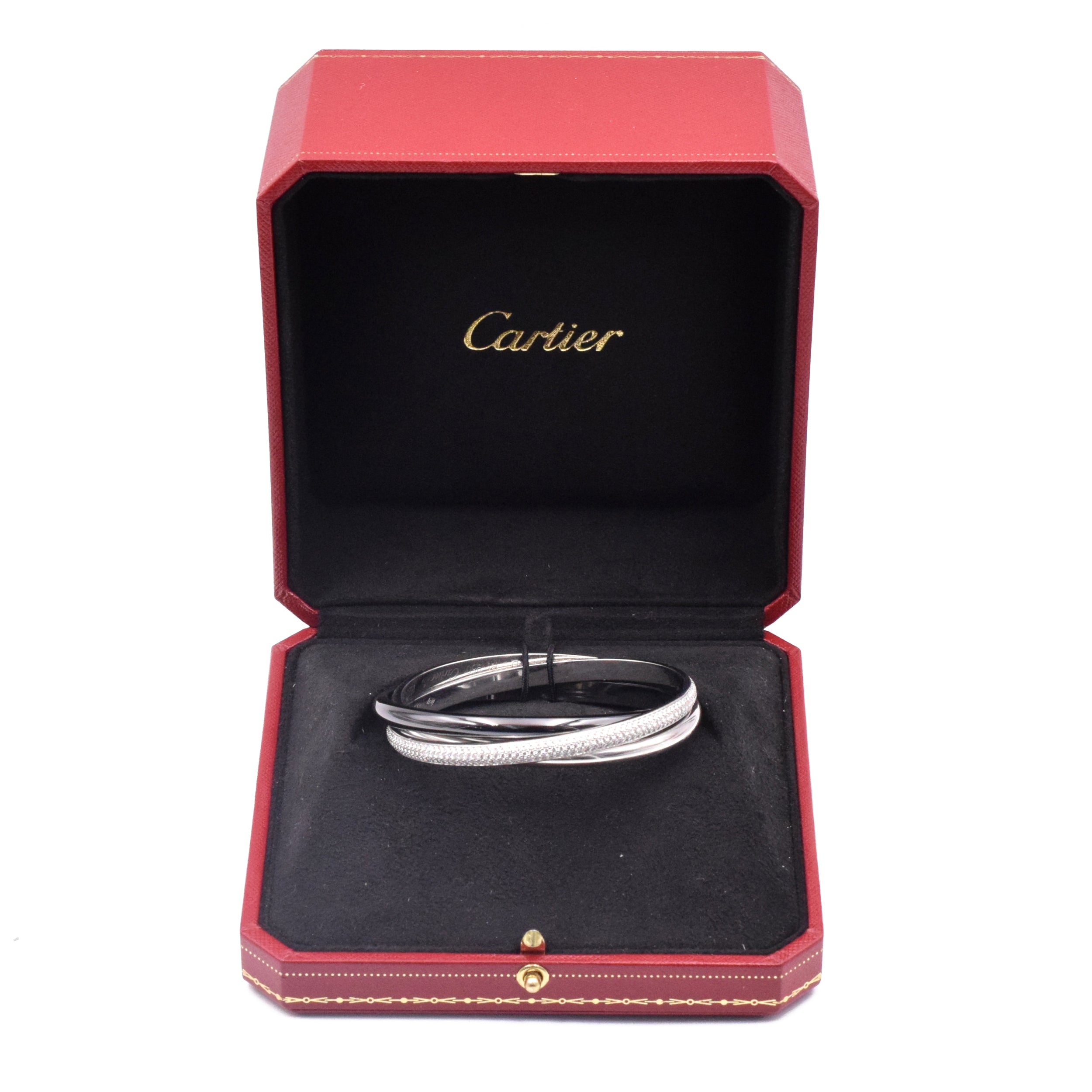 Cartier 18k White Gold, Platinum, Diamond And Ceramic ' Trinity ' Bracelet
