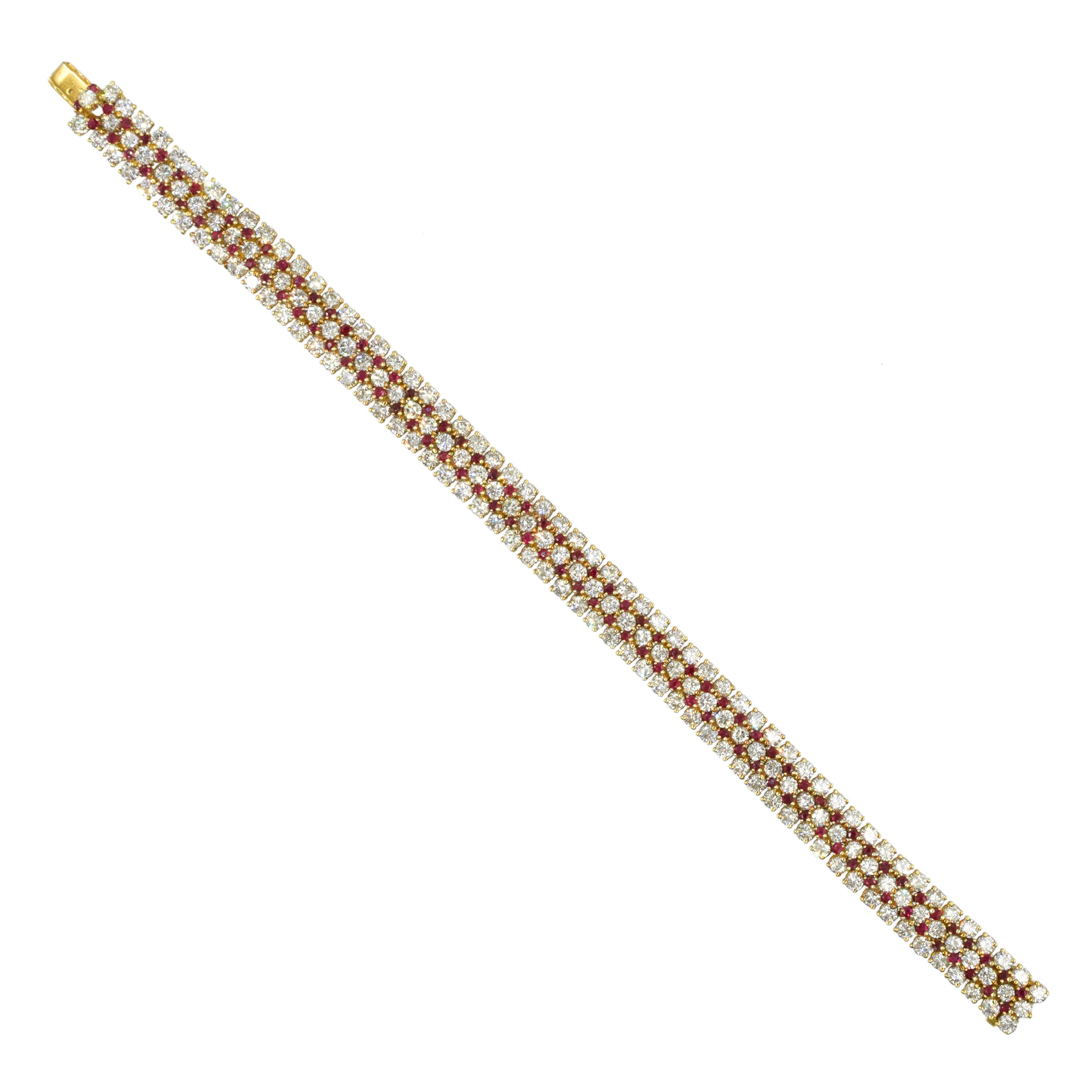 Harry Winston Diamond And Ruby Bracelet In 18k Yellow Gold