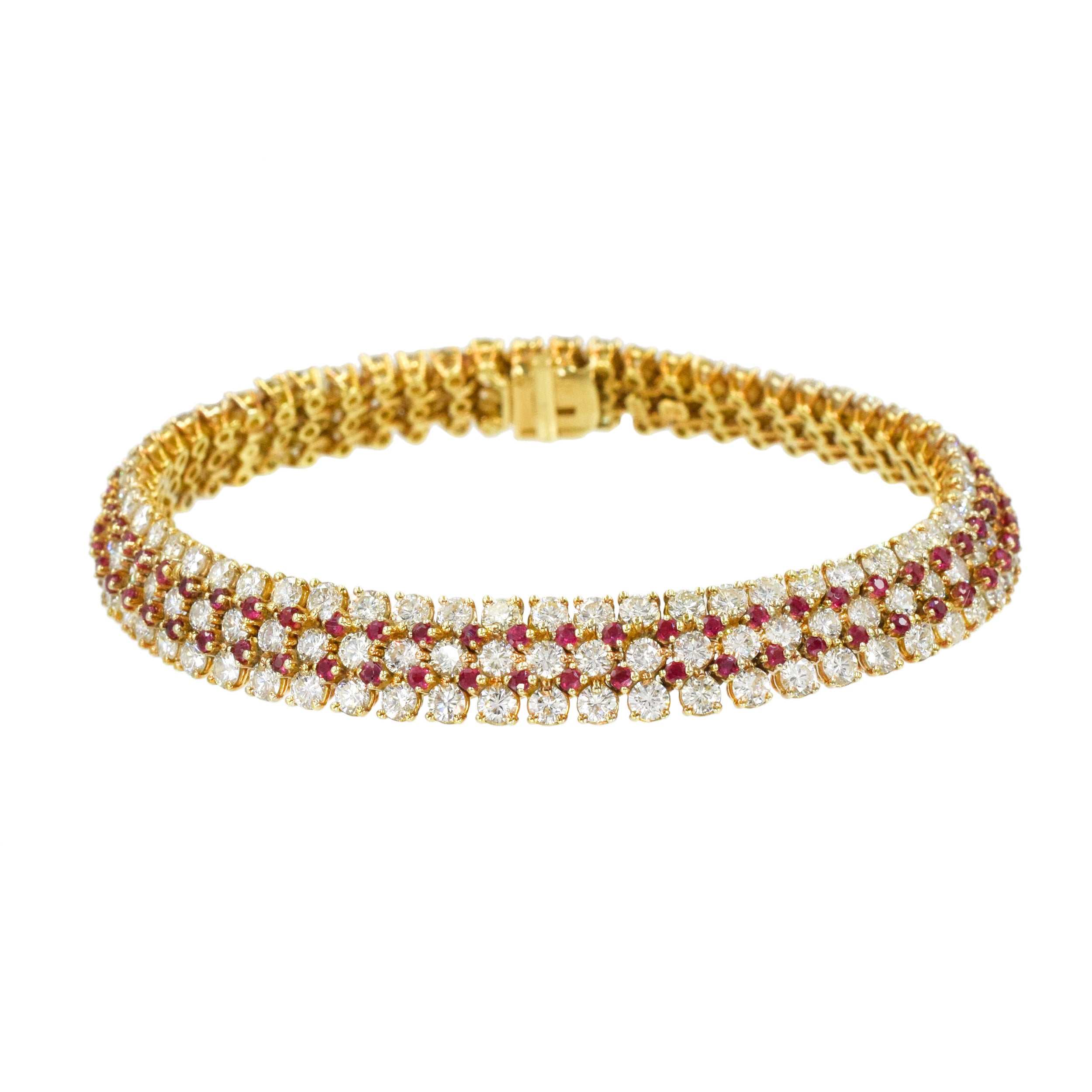 Harry Winston Diamond And Ruby Bracelet In 18k Yellow Gold