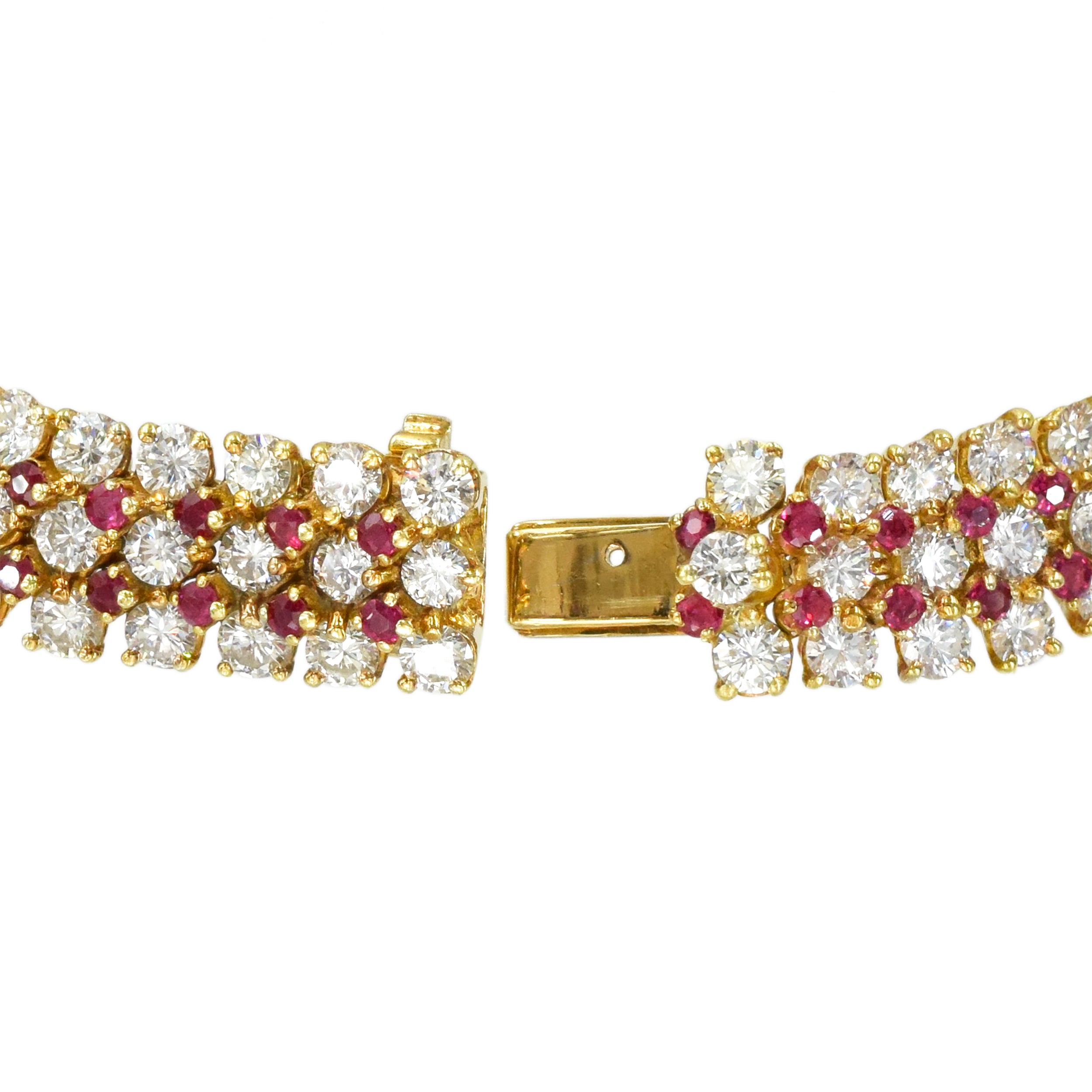 Harry Winston Diamond And Ruby Bracelet In 18k Yellow Gold