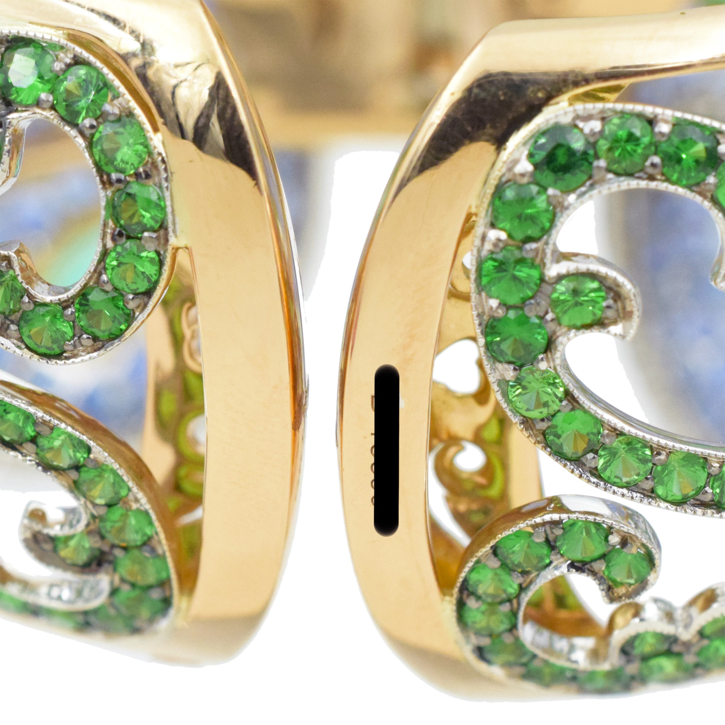 De Grisogono diamond and gemstone butterfly bangle in 18k yellow gold.