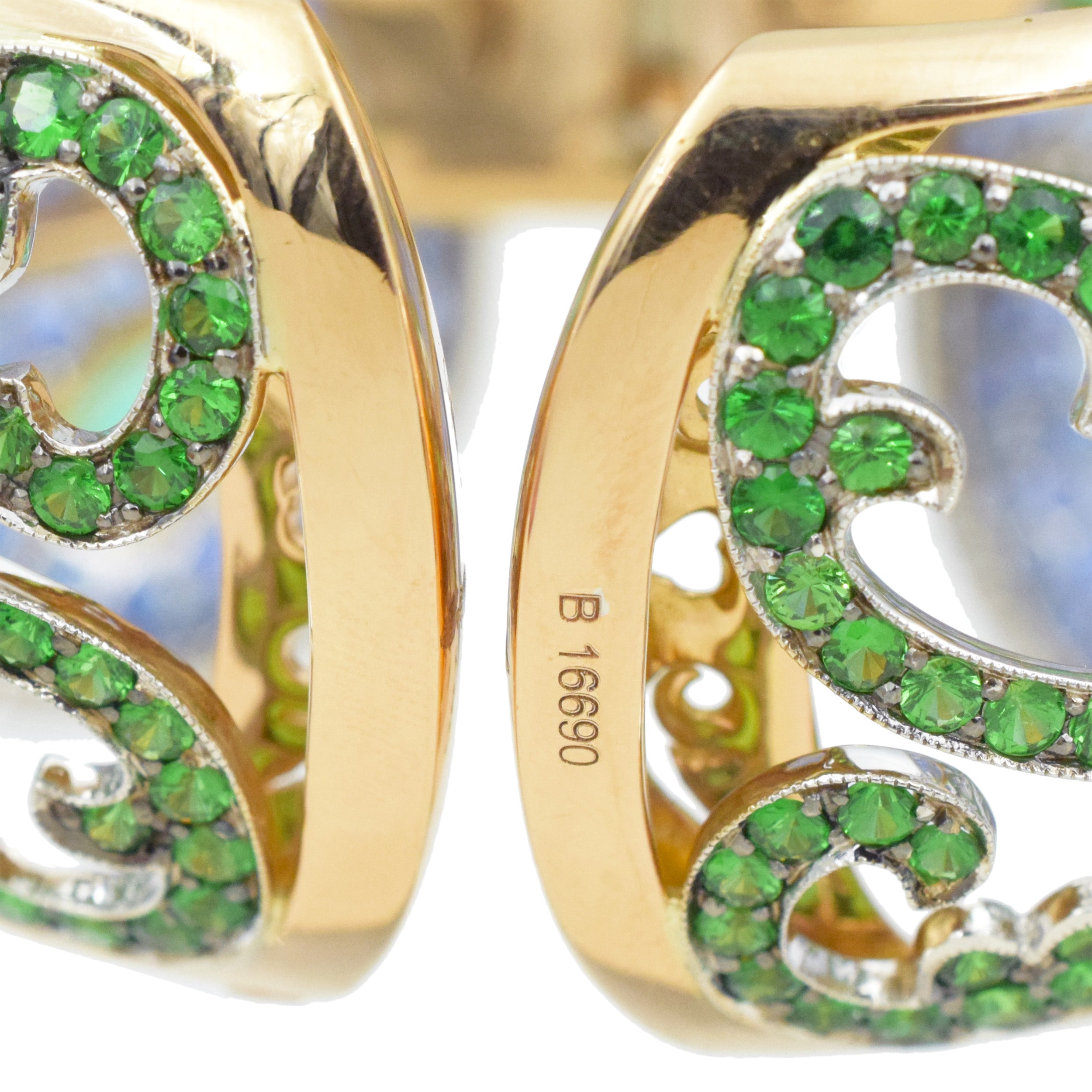 De Grisogono diamond and gemstone butterfly bangle in 18k yellow gold.