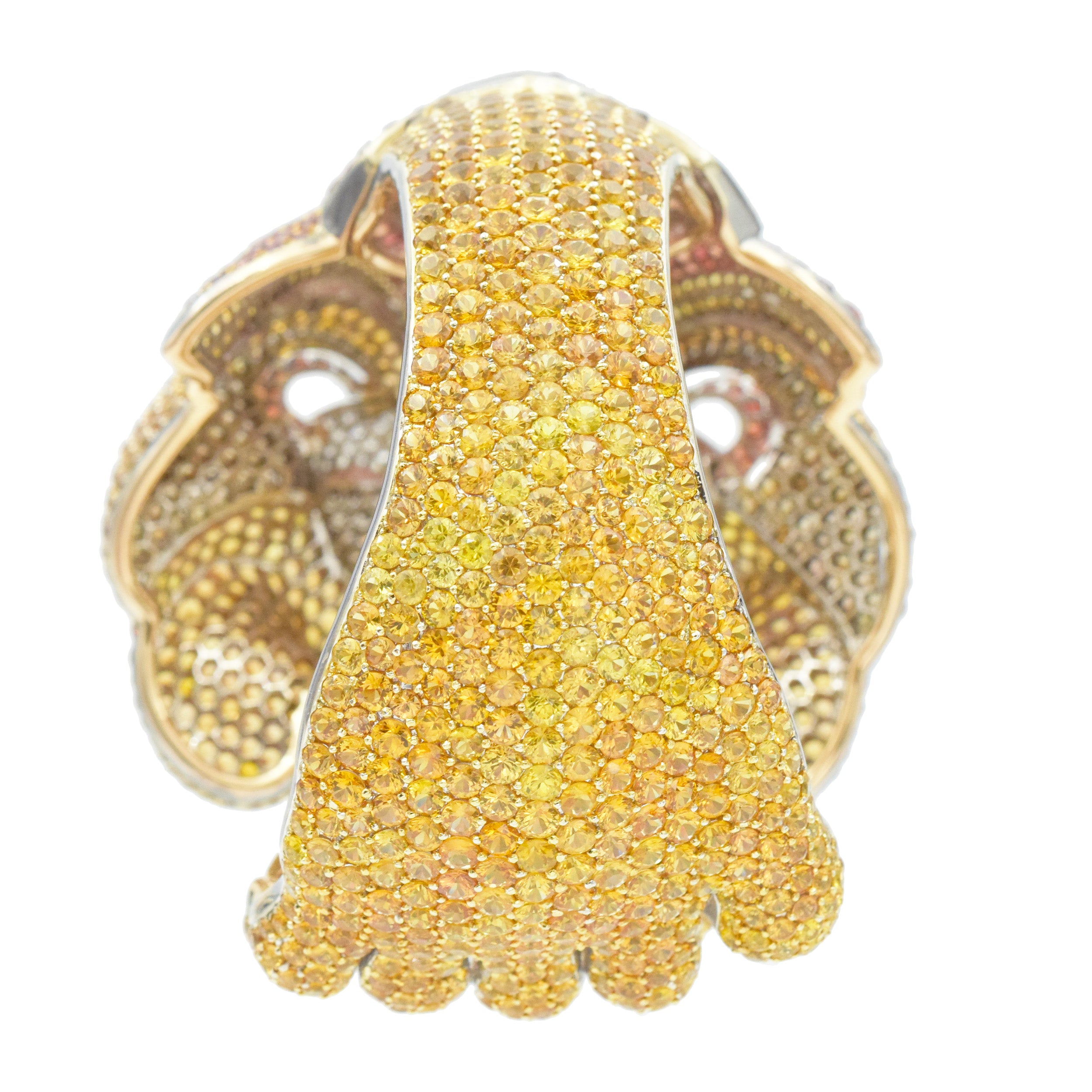 De Grisogono Diamond and gemstone lion cuff bracelet crafted in 18k gold.