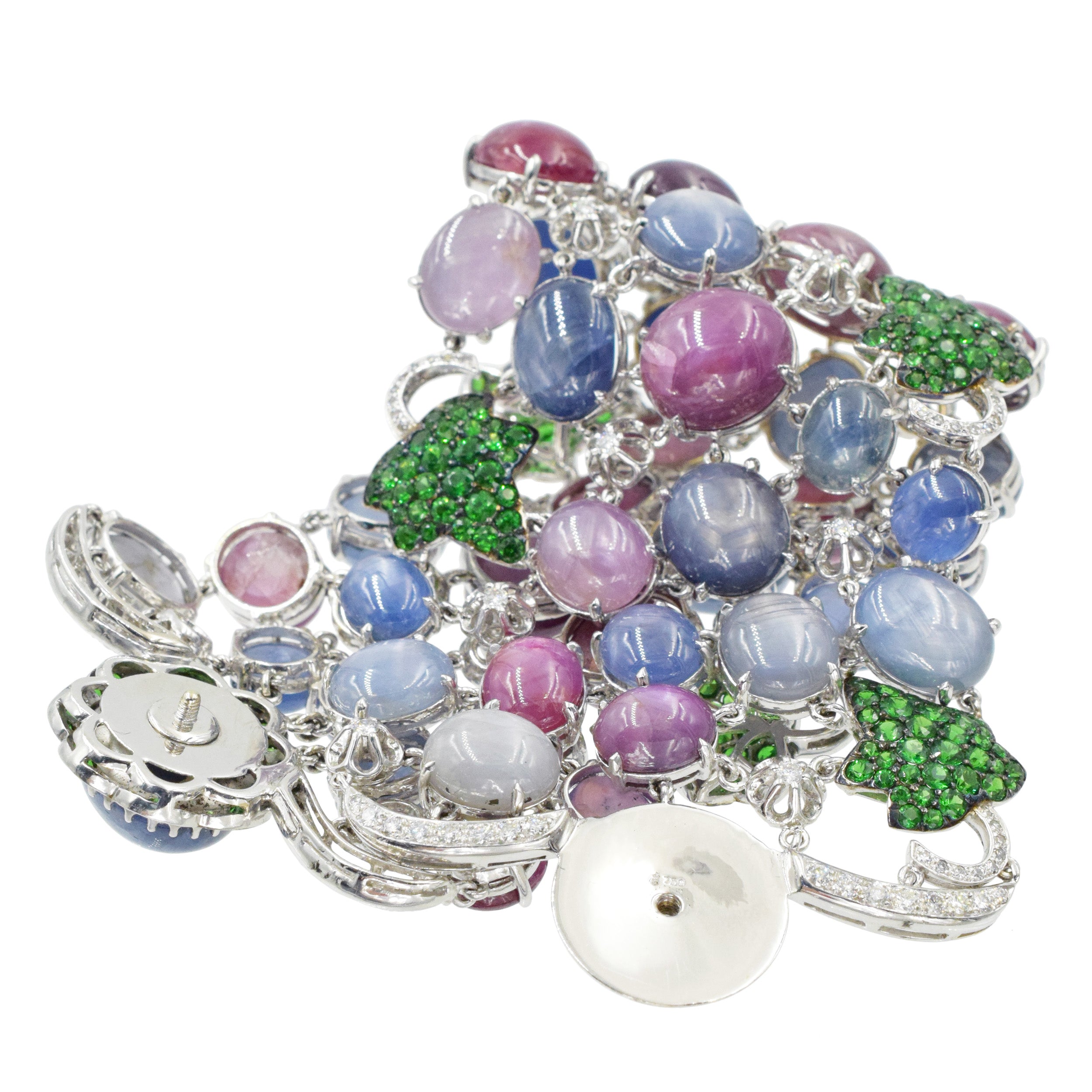 DeGrisogono 18k Gold Star Sapphire and Star Ruby Bracelet With Tsavorite & Diamond Accents