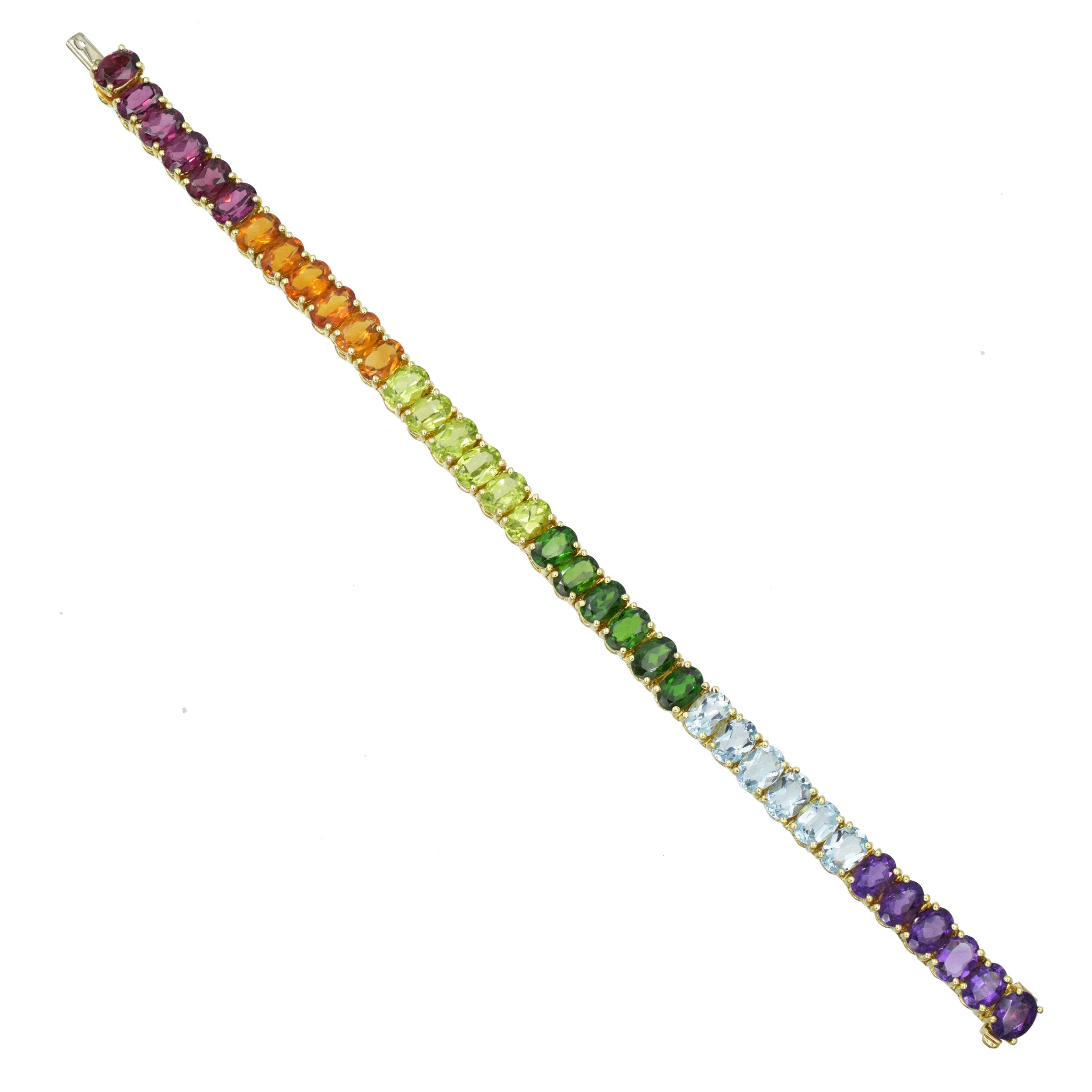 Multicolor gem tennis bracelet In 18k Yellow Gold