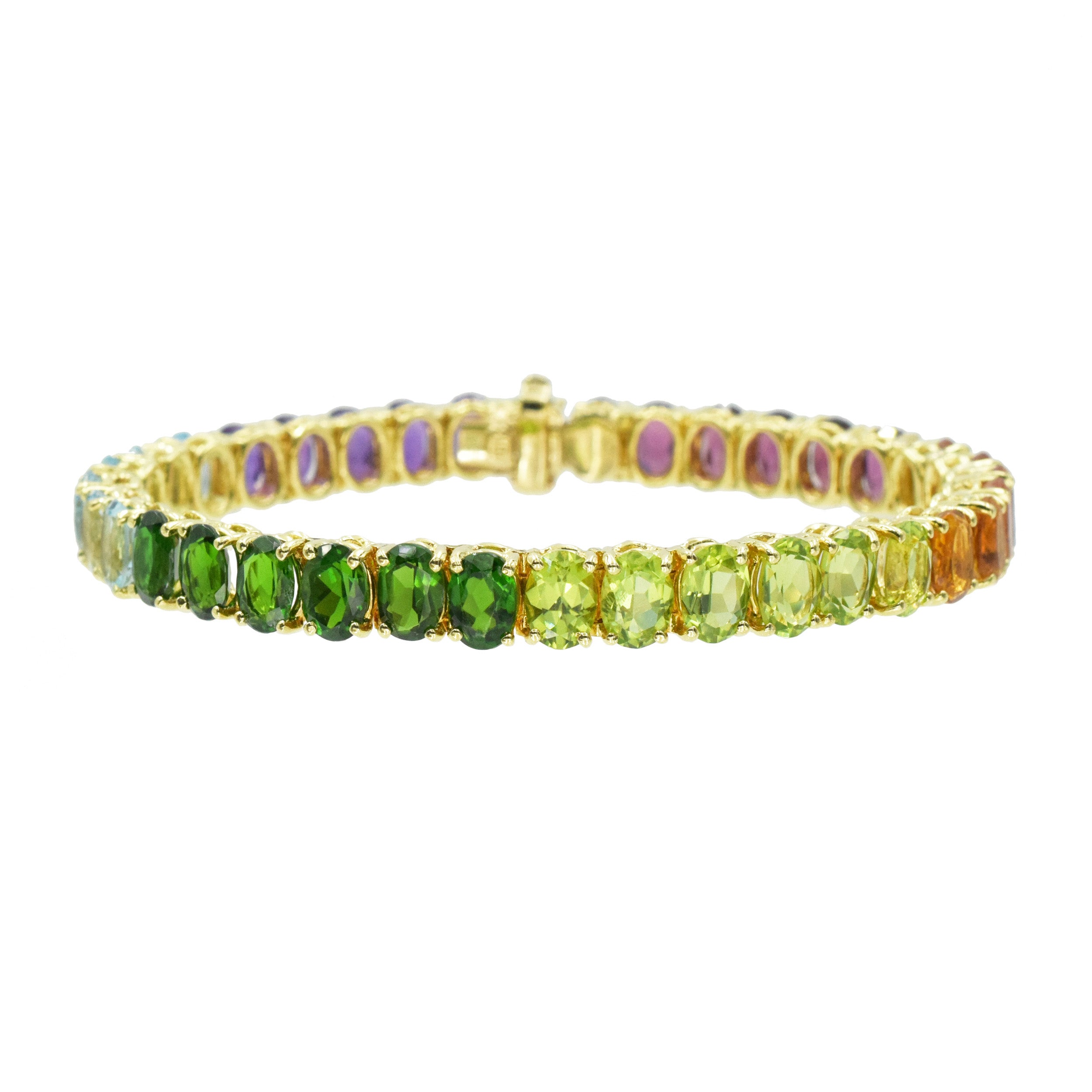 Multicolor gem tennis bracelet In 18k Yellow Gold
