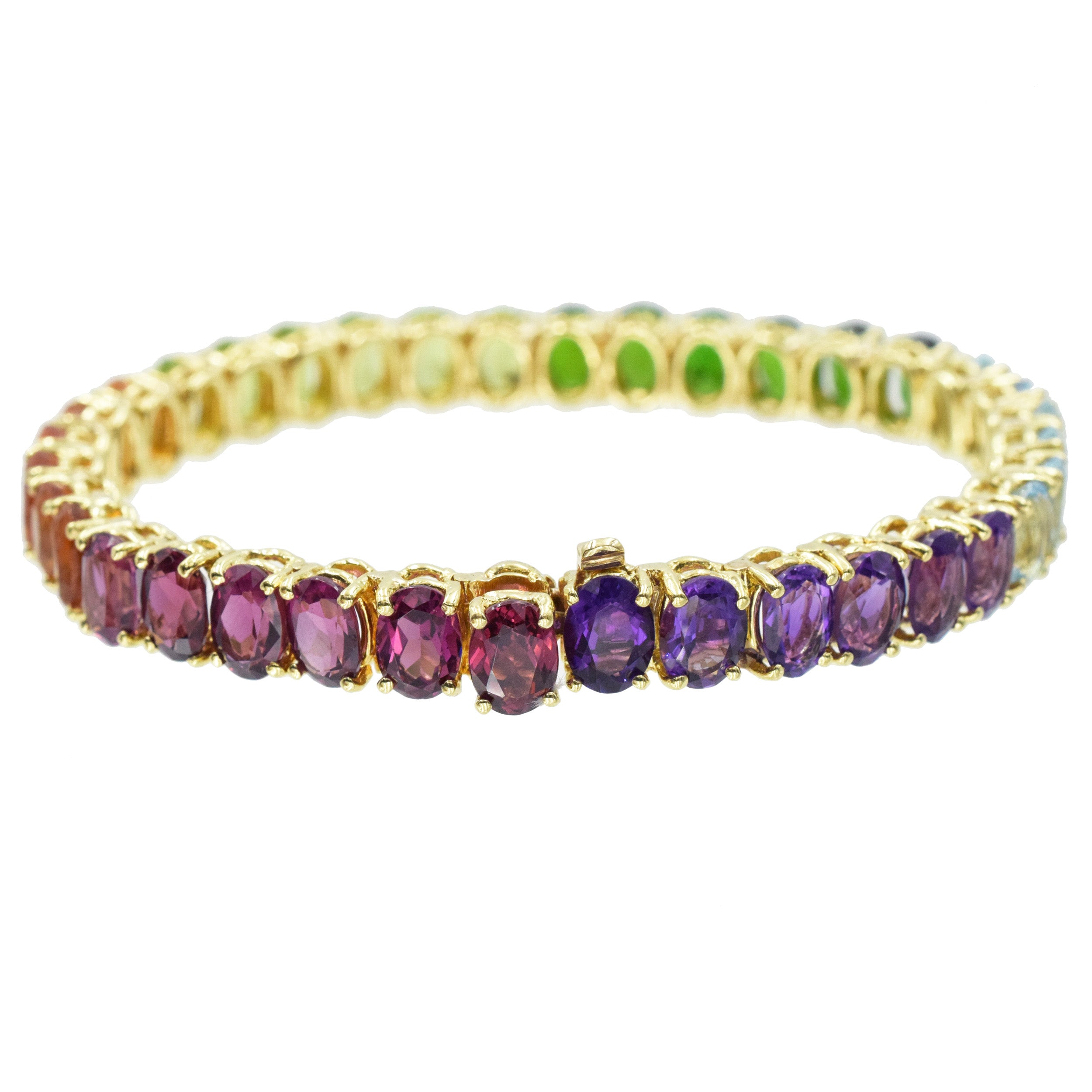 Multicolor gem tennis bracelet In 18k Yellow Gold