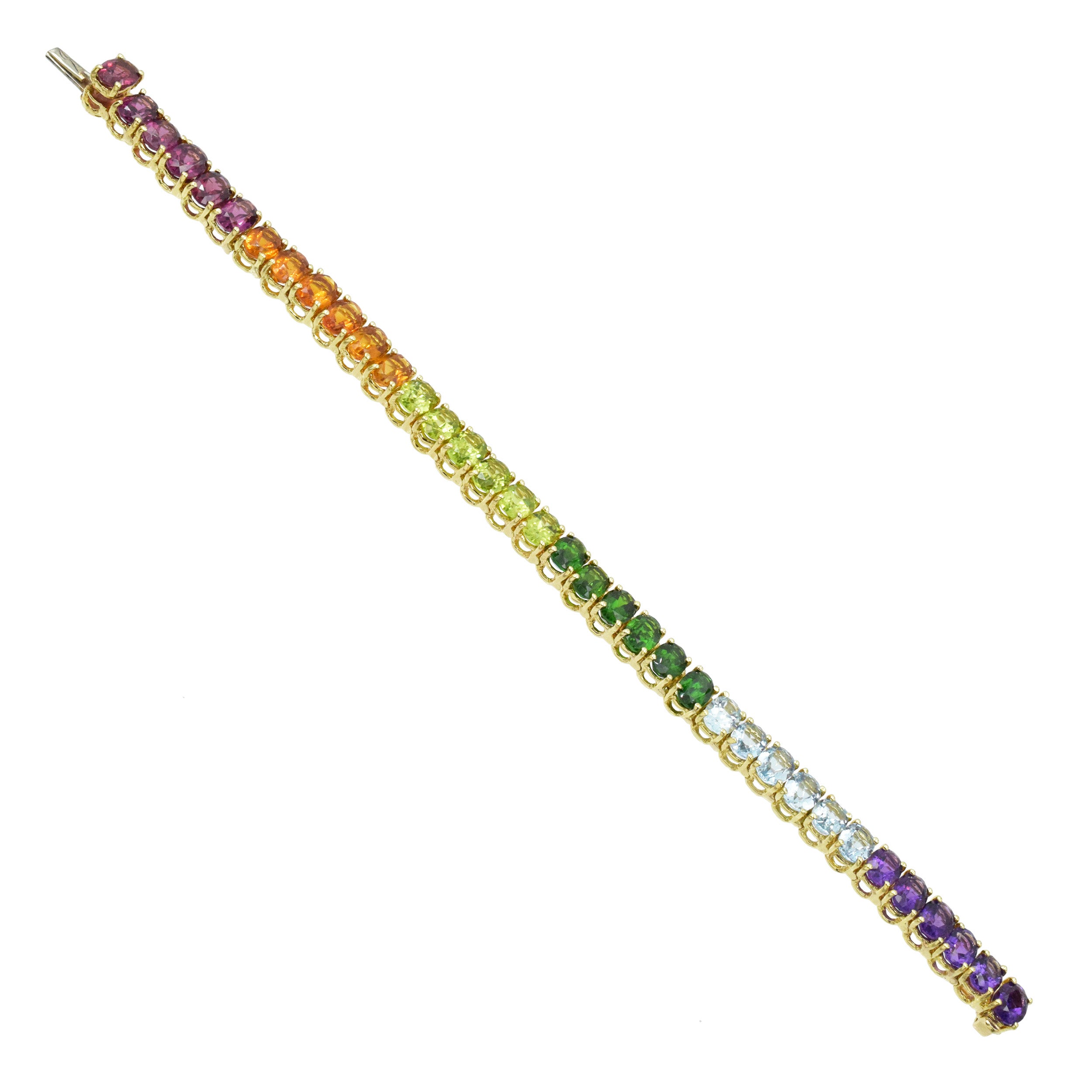 Multicolor gem tennis bracelet In 18k Yellow Gold