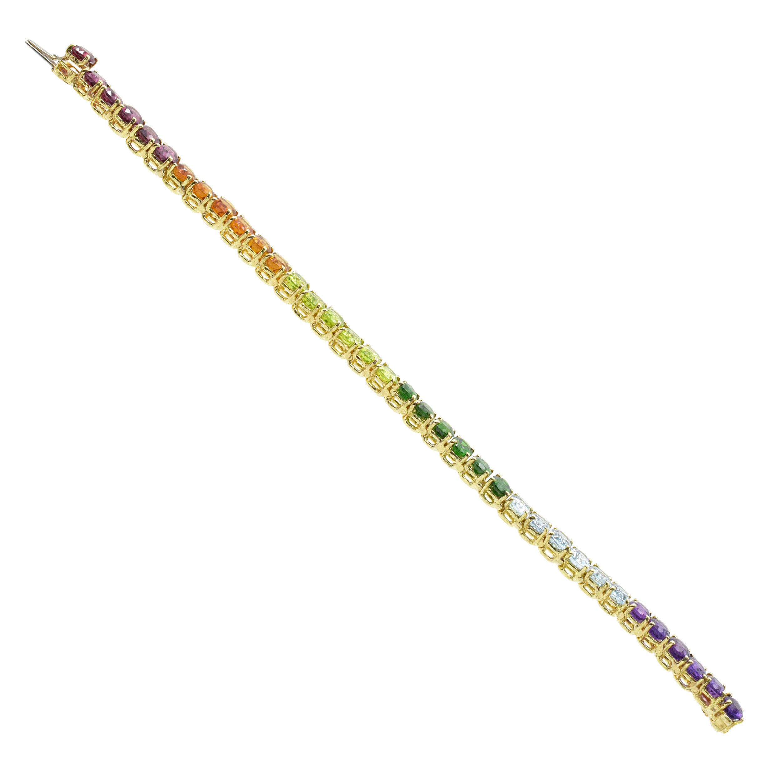 Multicolor gem tennis bracelet In 18k Yellow Gold