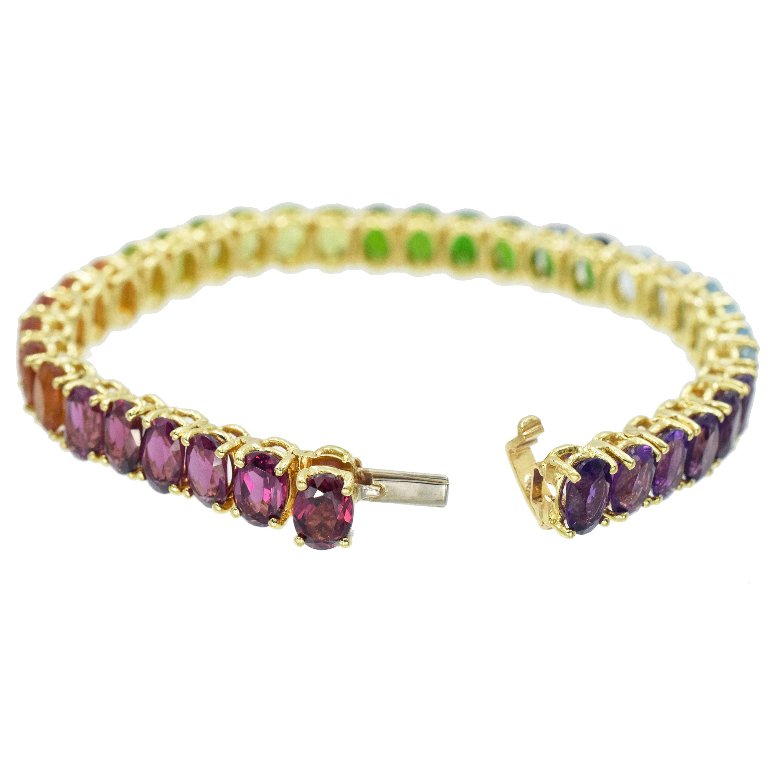 Multicolor gem tennis bracelet In 18k Yellow Gold