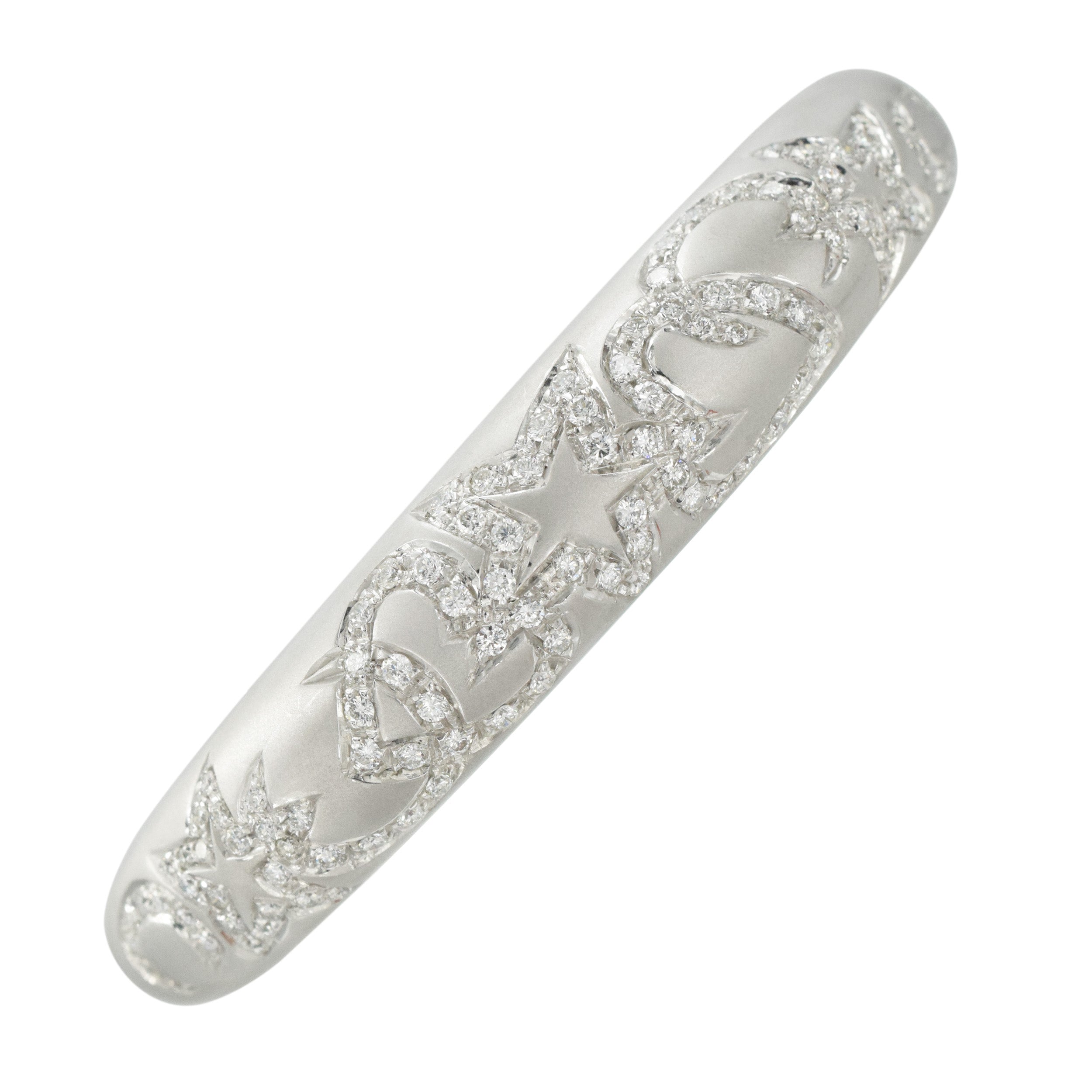 Diamond bangle bracelet crafted in 18k white gold.