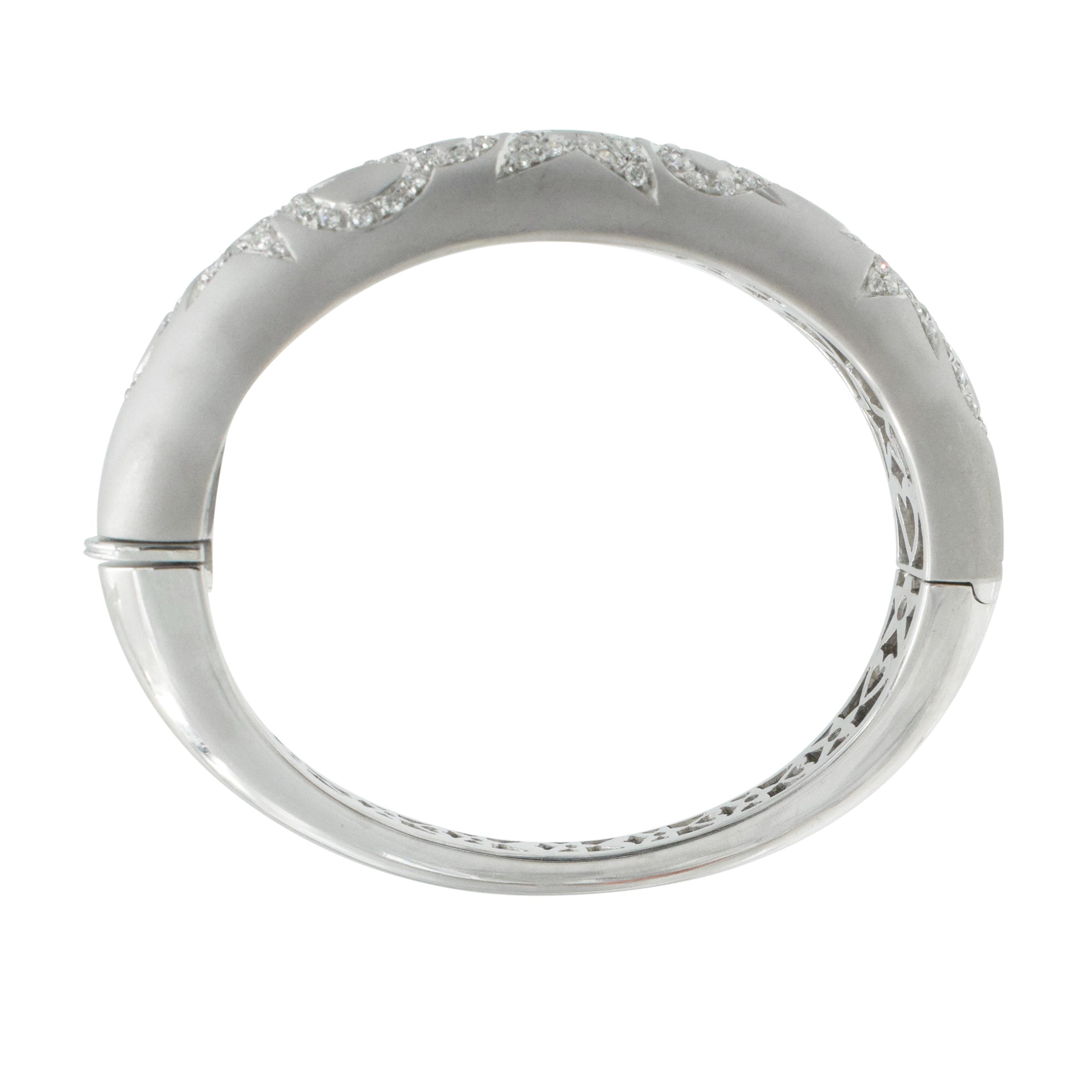 Diamond bangle bracelet crafted in 18k white gold.