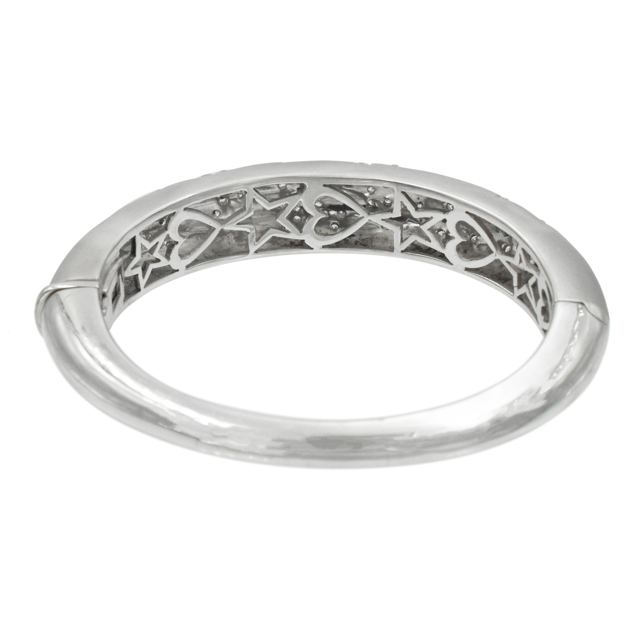Diamond bangle bracelet crafted in 18k white gold.