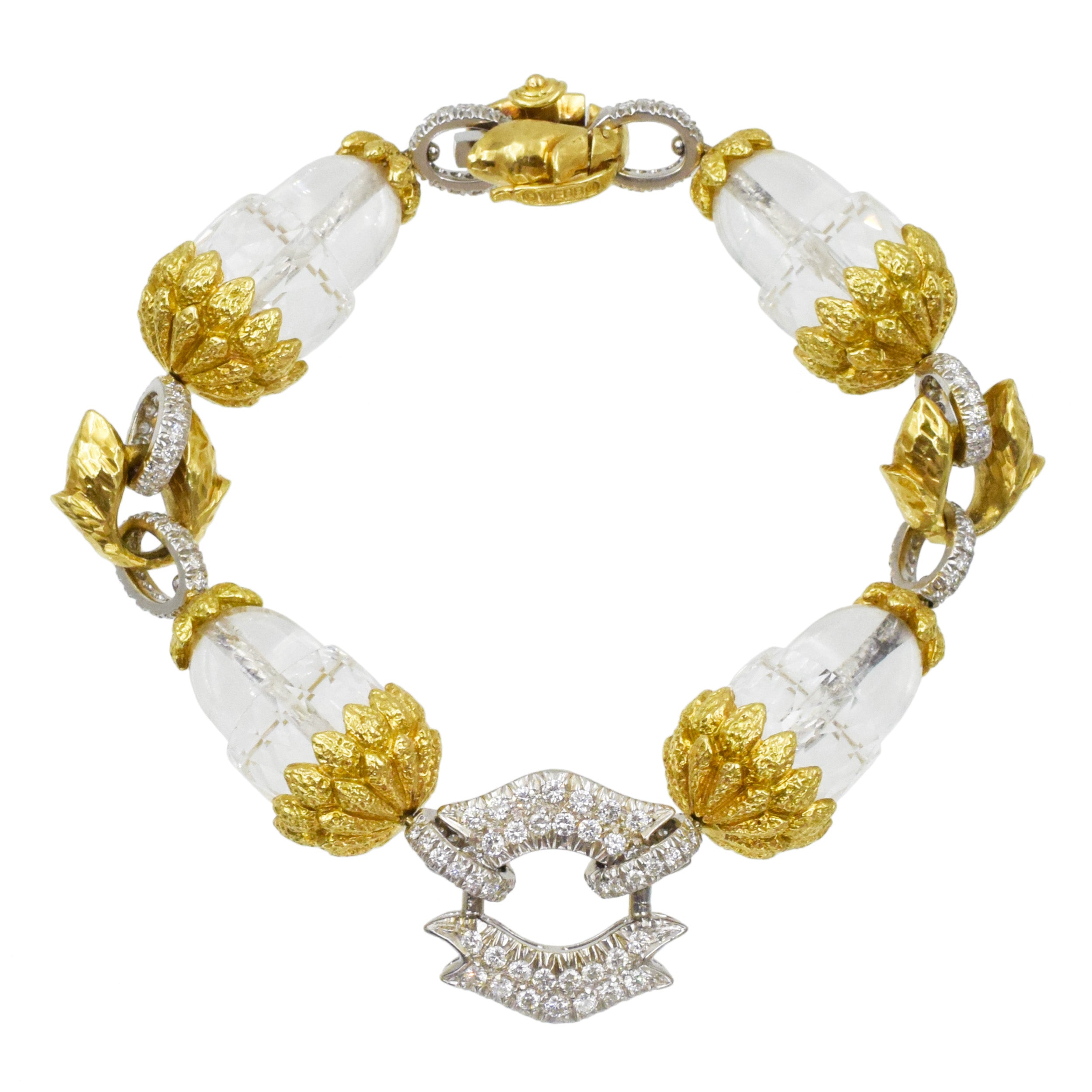 David Webb Diamond And Rock Crystal Bracelet In 18k Gold
