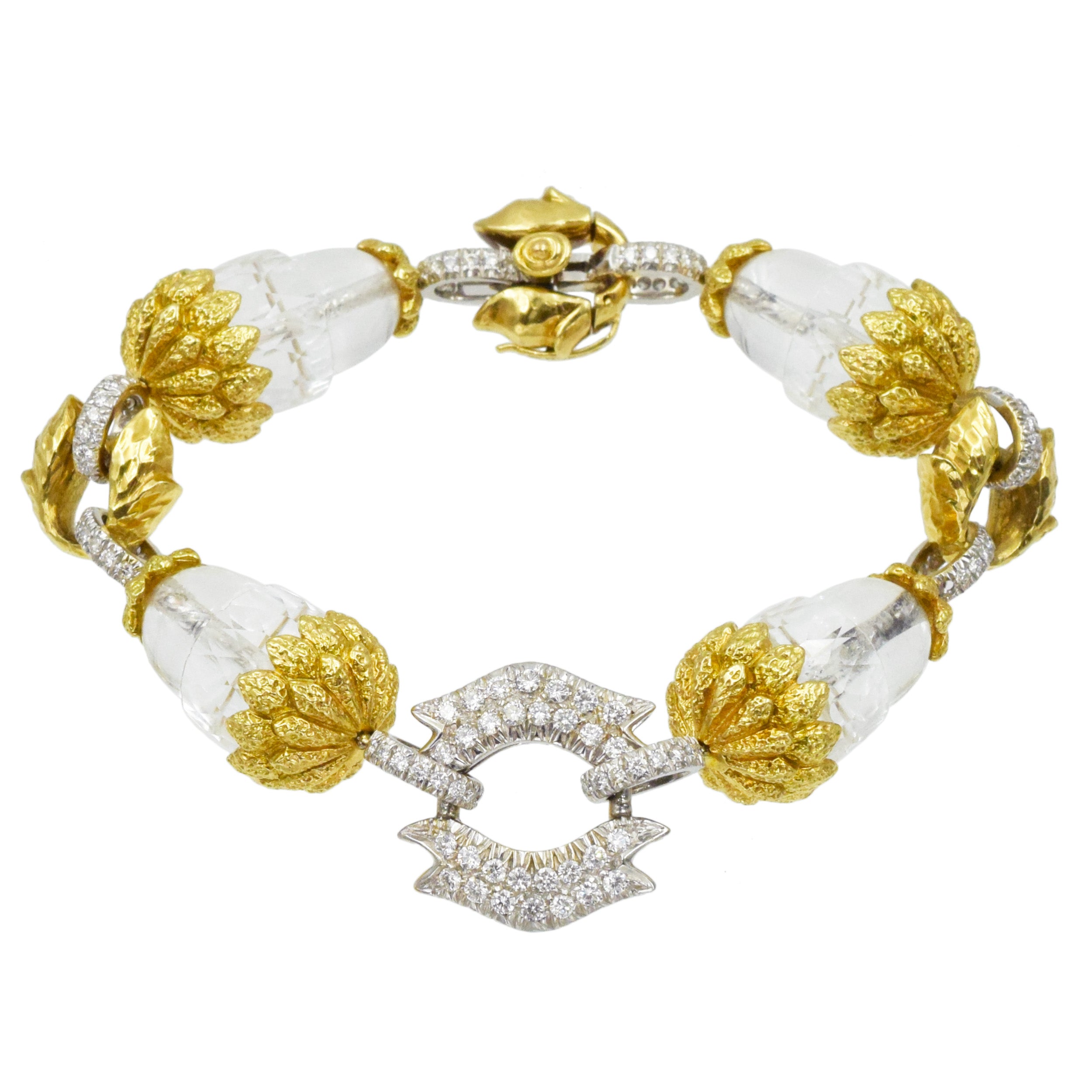 David Webb Diamond And Rock Crystal Bracelet In 18k Gold