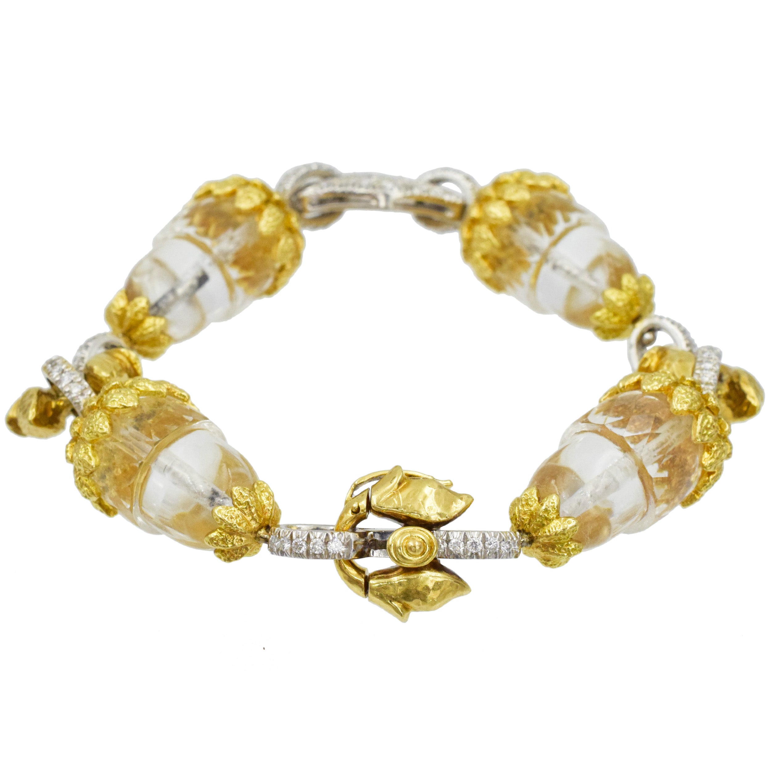 David Webb Diamond And Rock Crystal Bracelet In 18k Gold