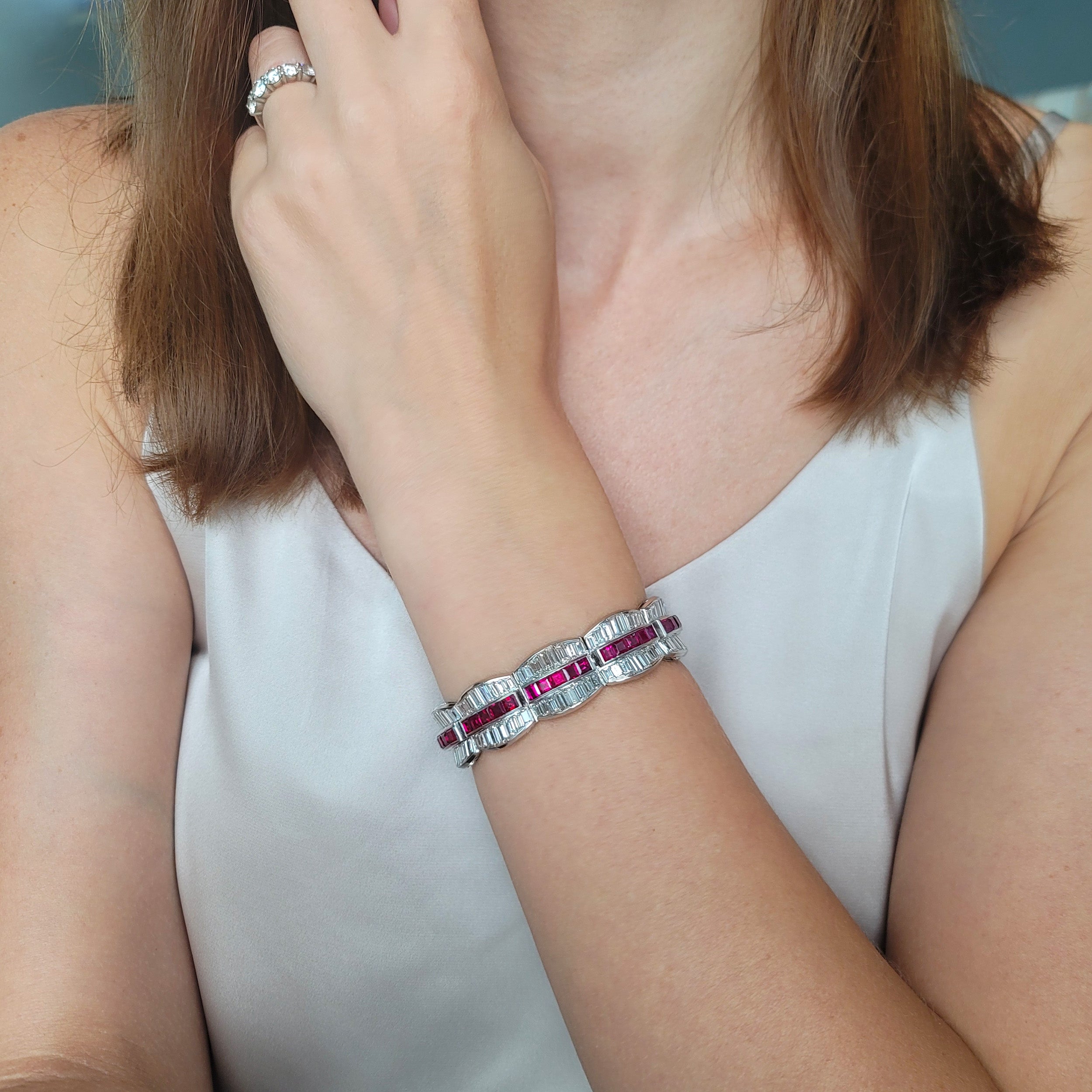 Ruby and Diamond Bracelet bracelet in platinum.