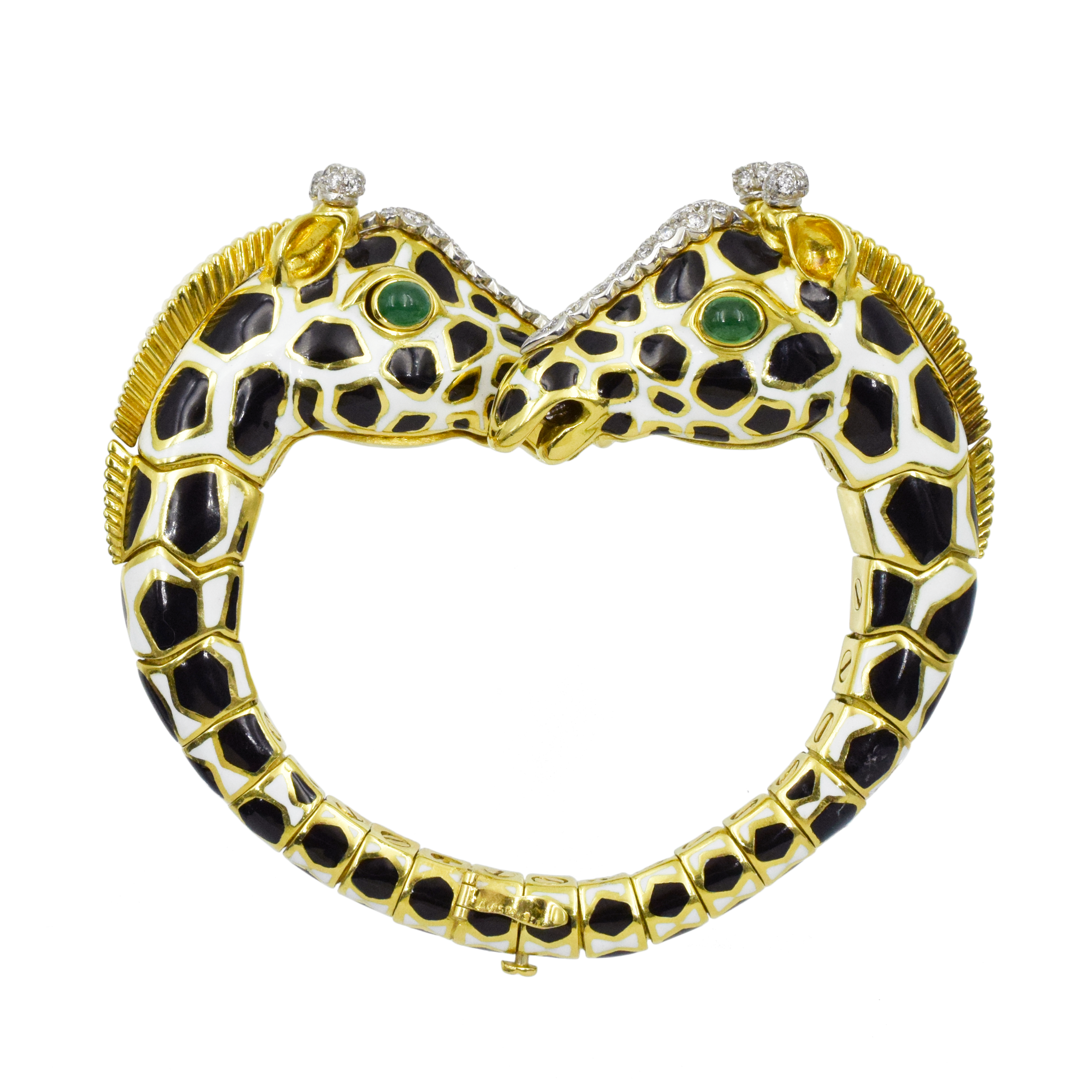 David Webb Enamel, Emerald, and Diamond "Giraffe" Bracelet.