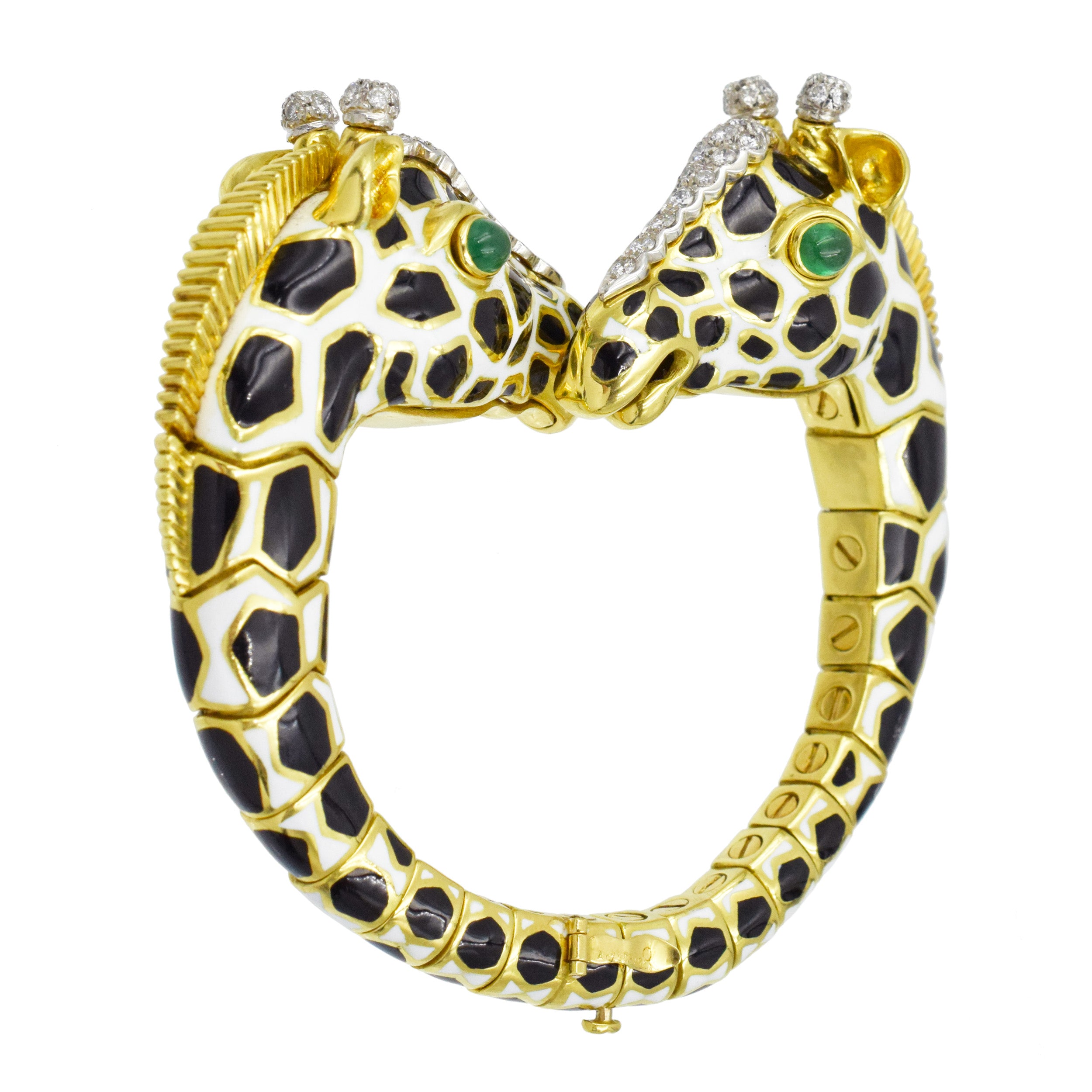 David Webb Enamel, Emerald, and Diamond "Giraffe" Bracelet.