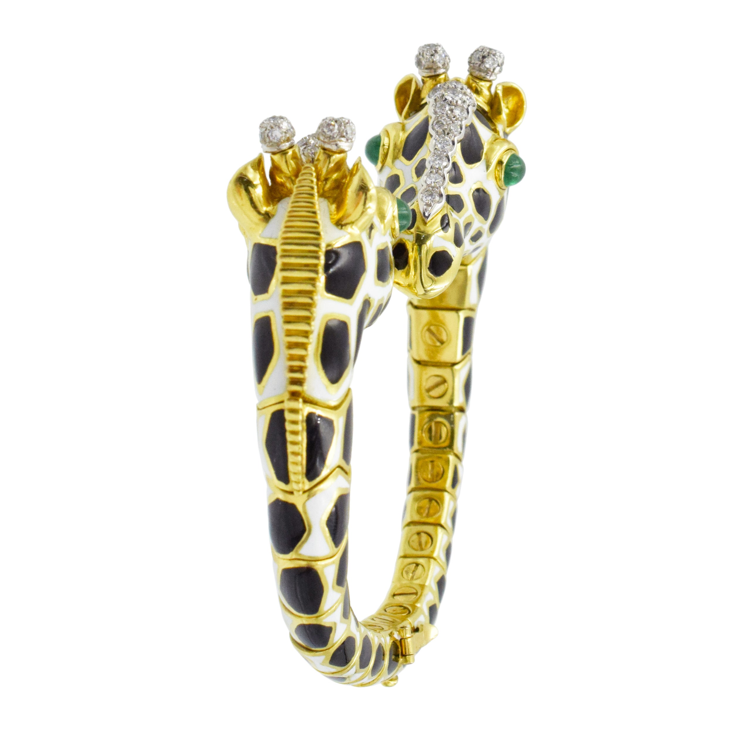 David Webb Enamel, Emerald, and Diamond "Giraffe" Bracelet.