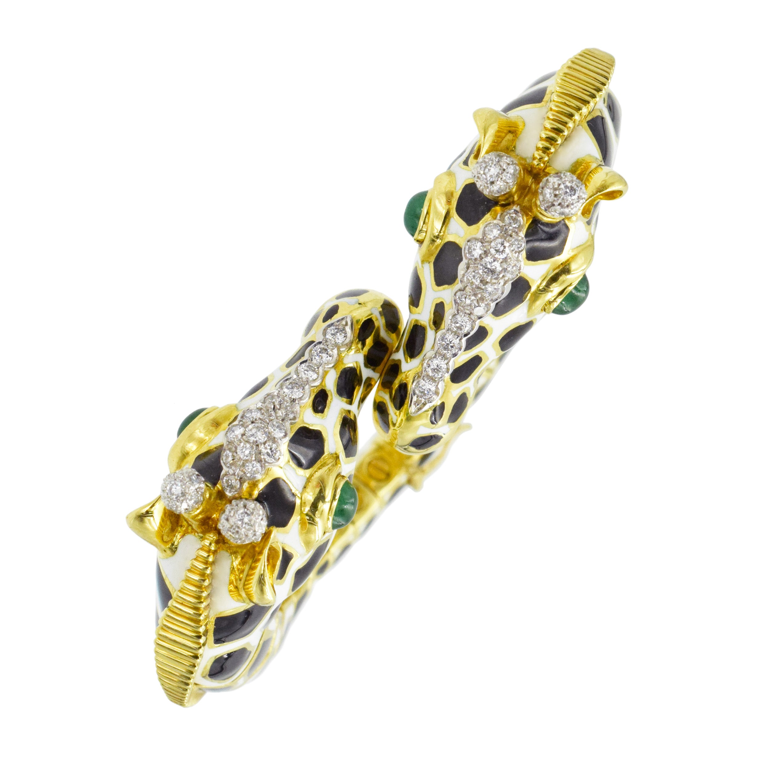 David Webb Enamel, Emerald, and Diamond "Giraffe" Bracelet.