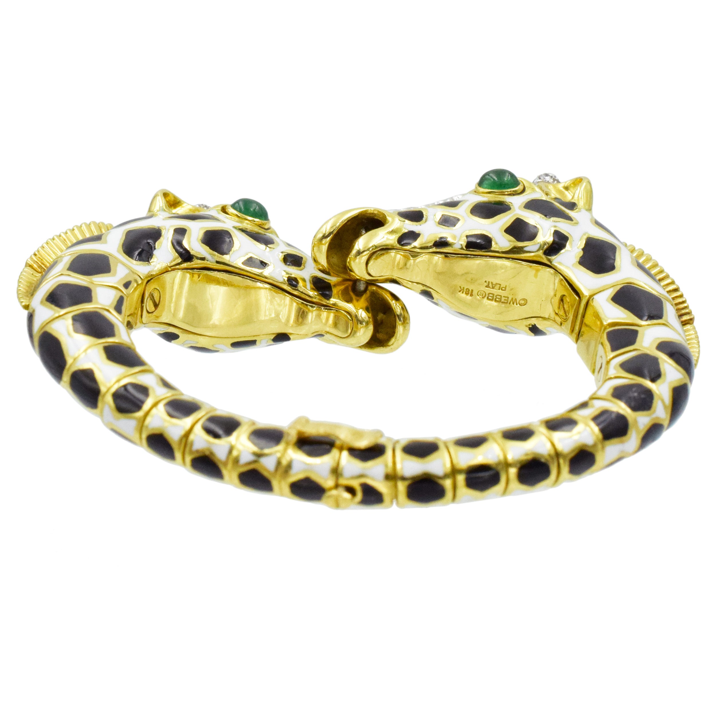 David Webb Enamel, Emerald, and Diamond "Giraffe" Bracelet.