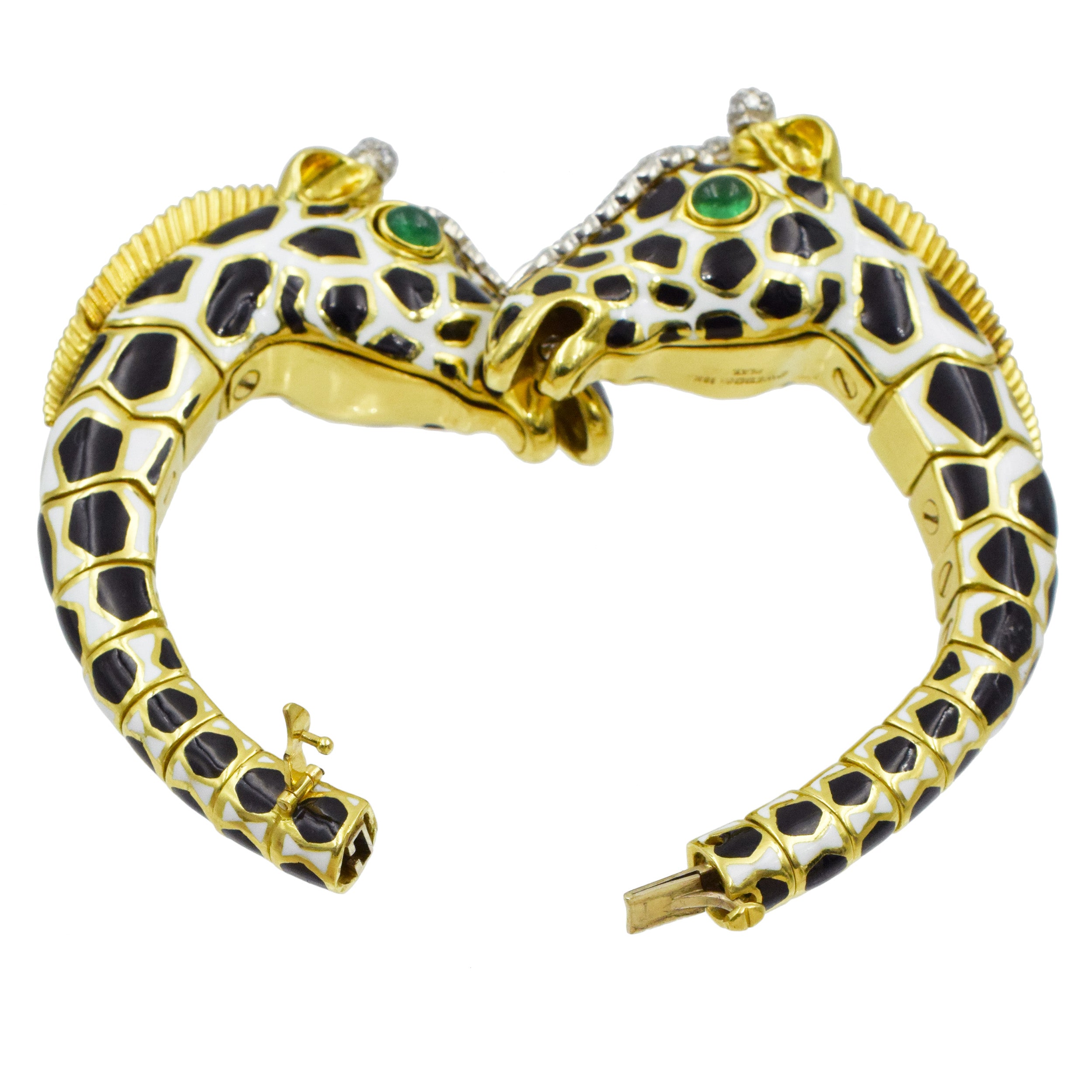 David Webb Enamel, Emerald, and Diamond "Giraffe" Bracelet.