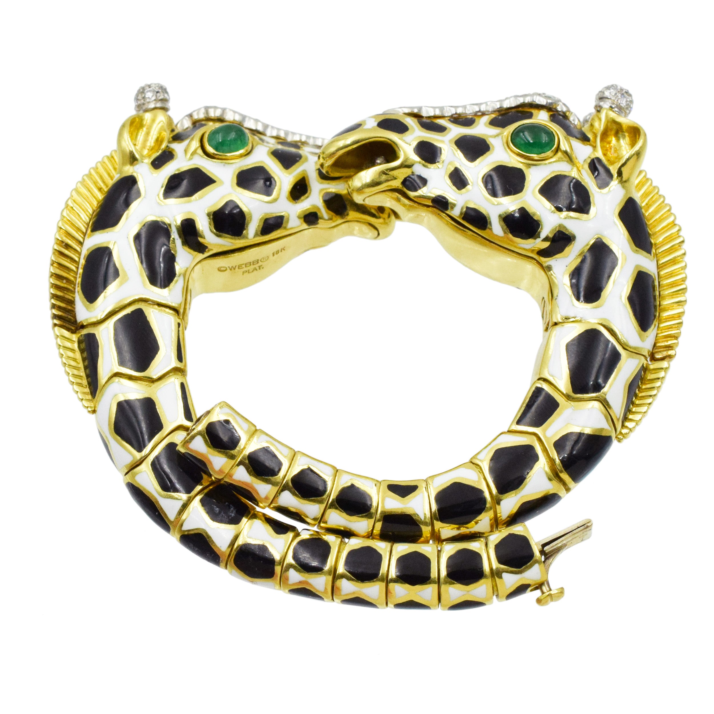 David Webb Enamel, Emerald, and Diamond "Giraffe" Bracelet.