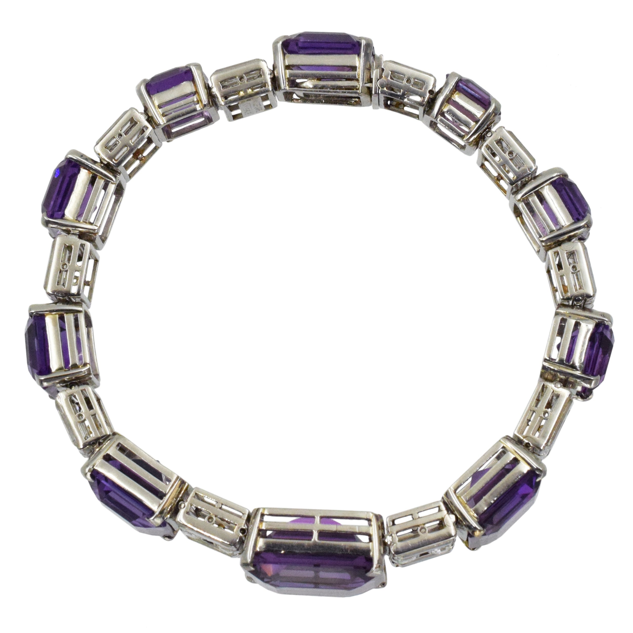 Van Cleef & Arpels Diamond and Amethyst Line Bracelet In Platinum