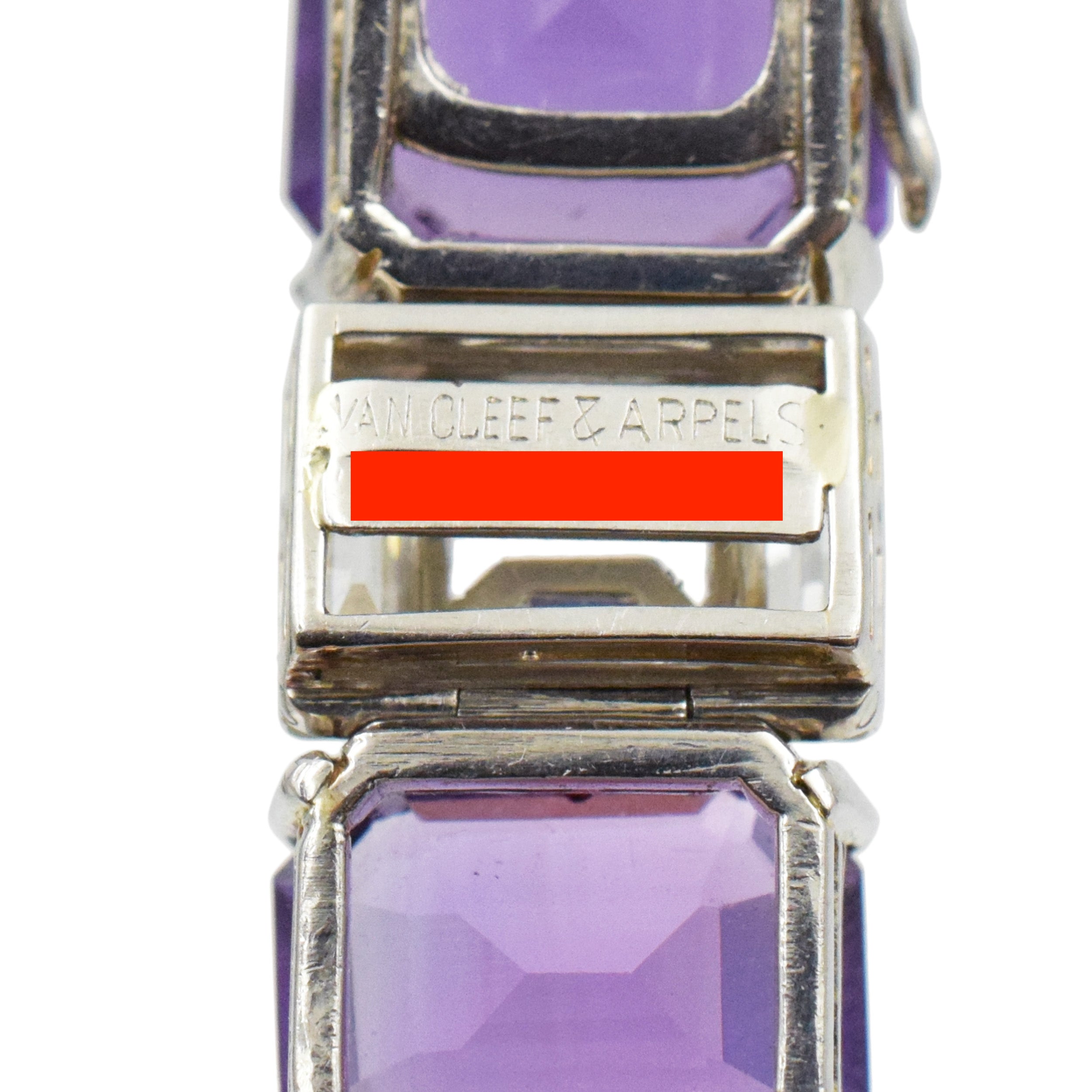 Van Cleef & Arpels Diamond and Amethyst Line Bracelet In Platinum