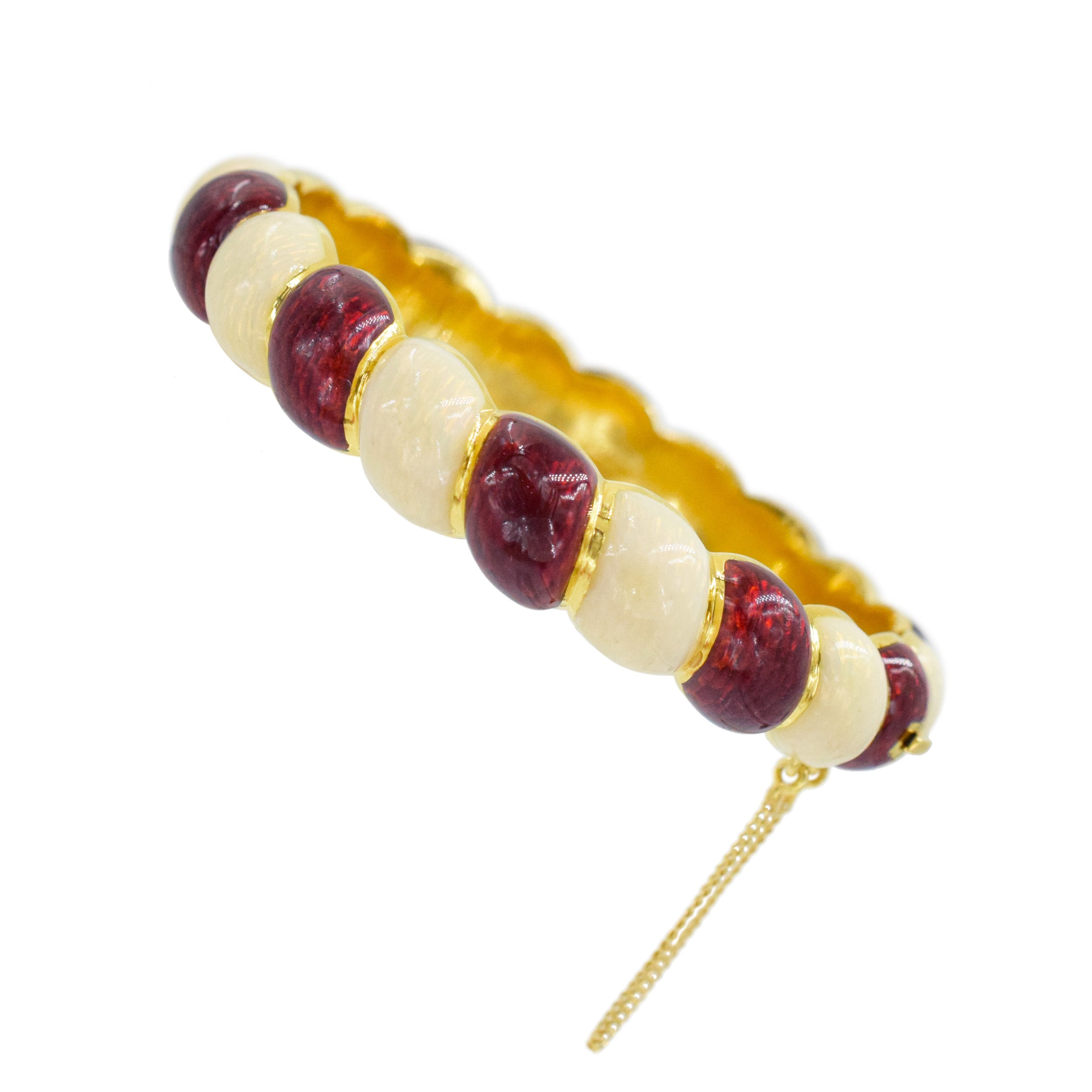 Tiffany&Co. Red And White Enamel Bracelet Crafted In 18K Yellow Gold