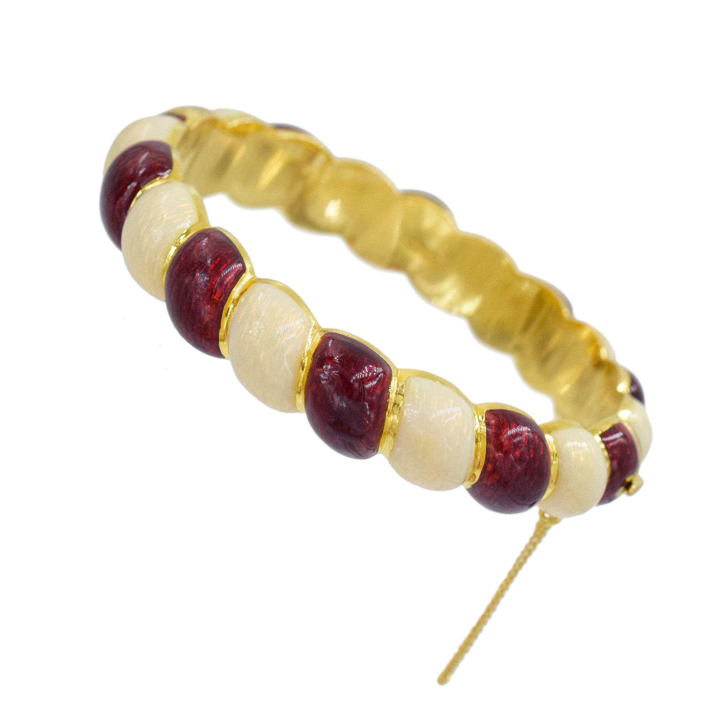 Tiffany&Co. Red And White Enamel Bracelet Crafted In 18K Yellow Gold