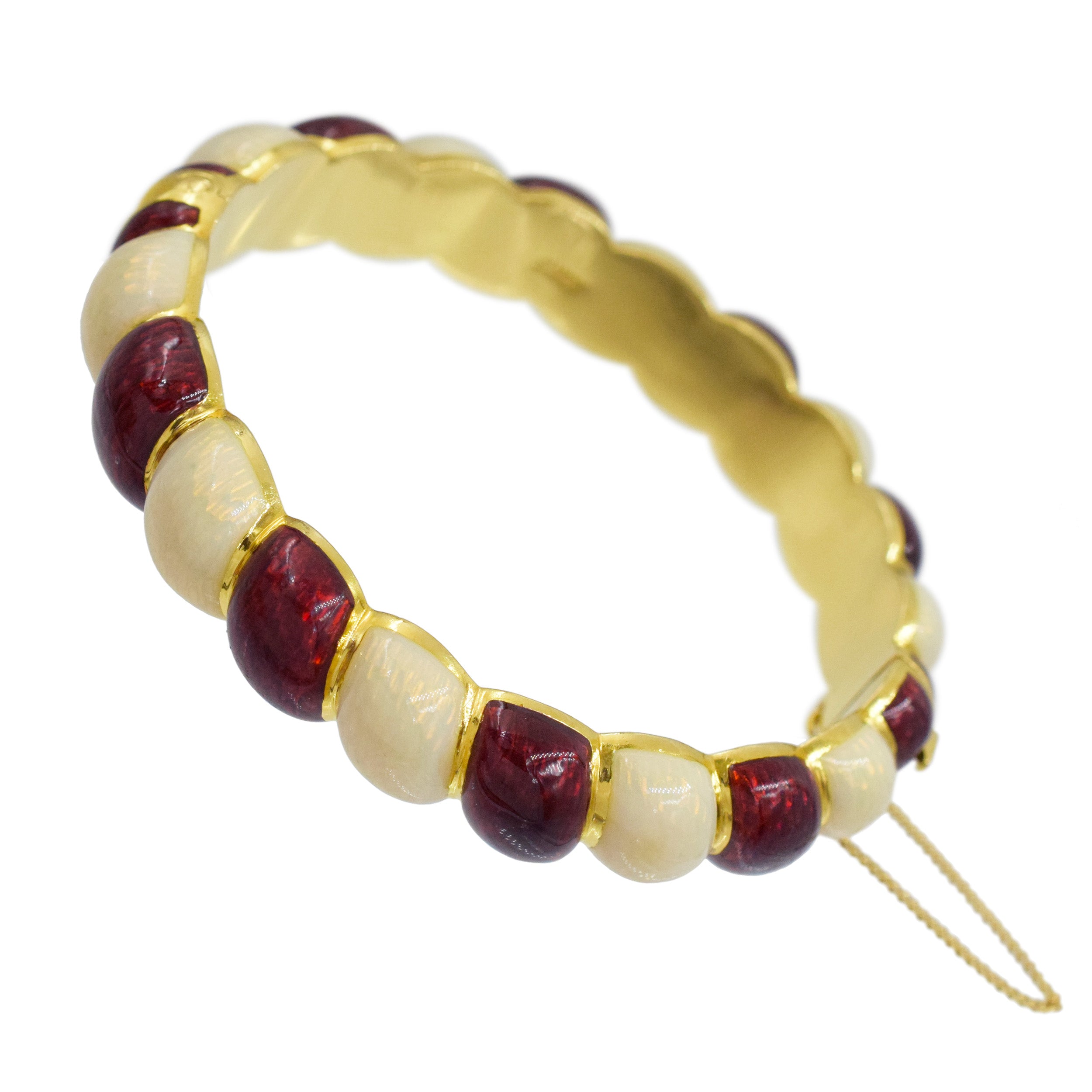 Tiffany&Co. Red And White Enamel Bracelet Crafted In 18K Yellow Gold