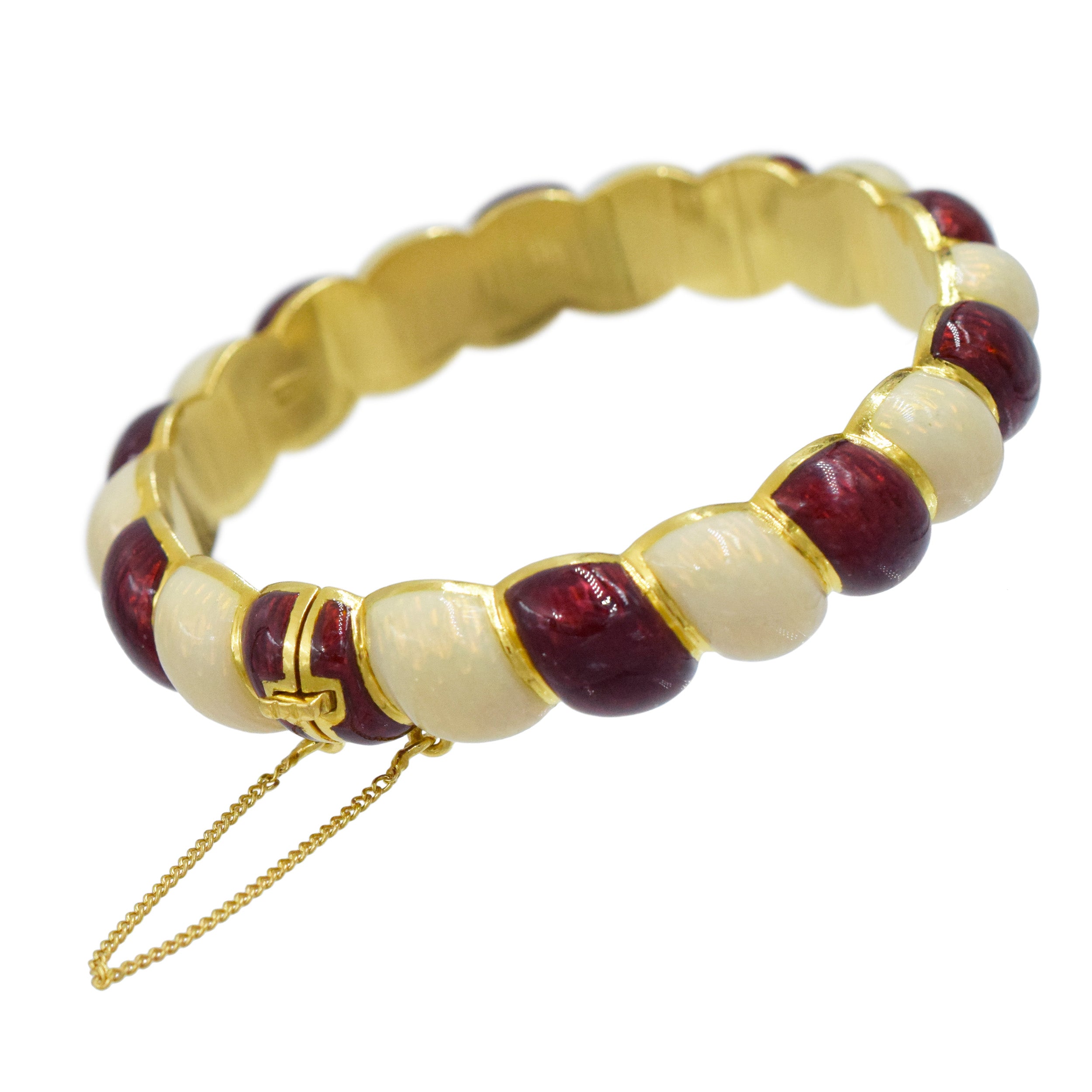 Tiffany&Co. Red And White Enamel Bracelet Crafted In 18K Yellow Gold
