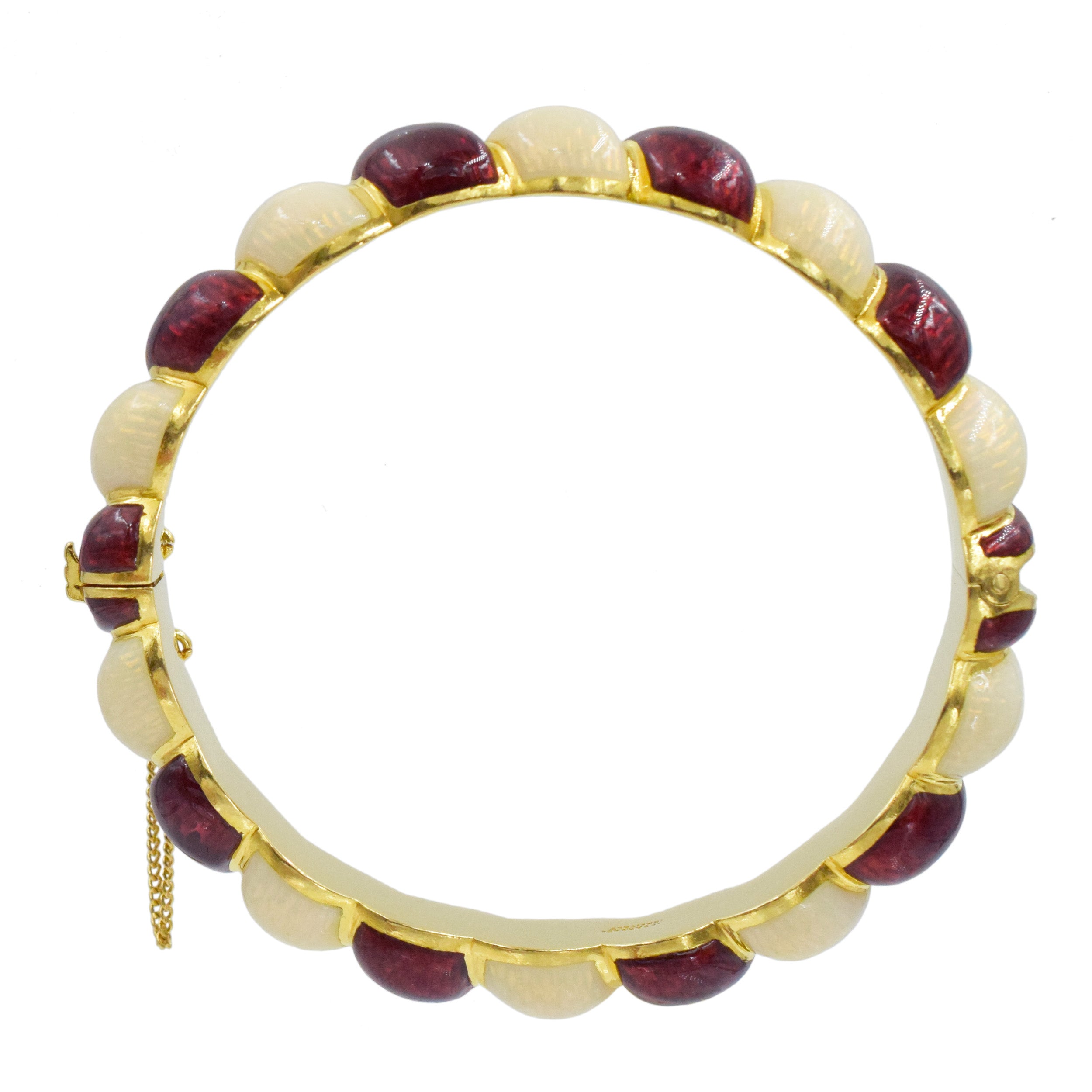 Tiffany&Co. Red And White Enamel Bracelet Crafted In 18K Yellow Gold