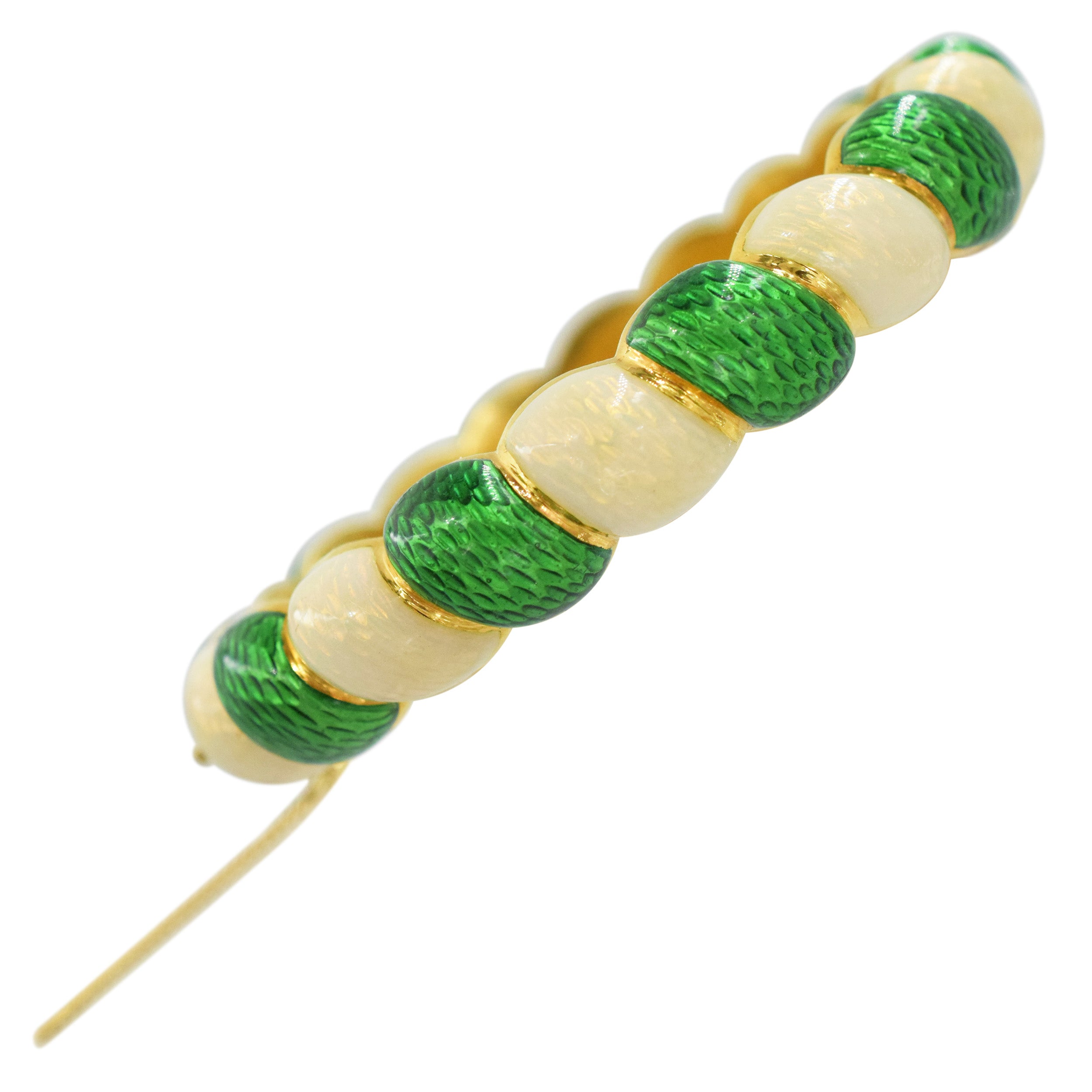 Tiffany&Co. Green And White Enamel Bracelet Crafted In 18K Yellow Gold