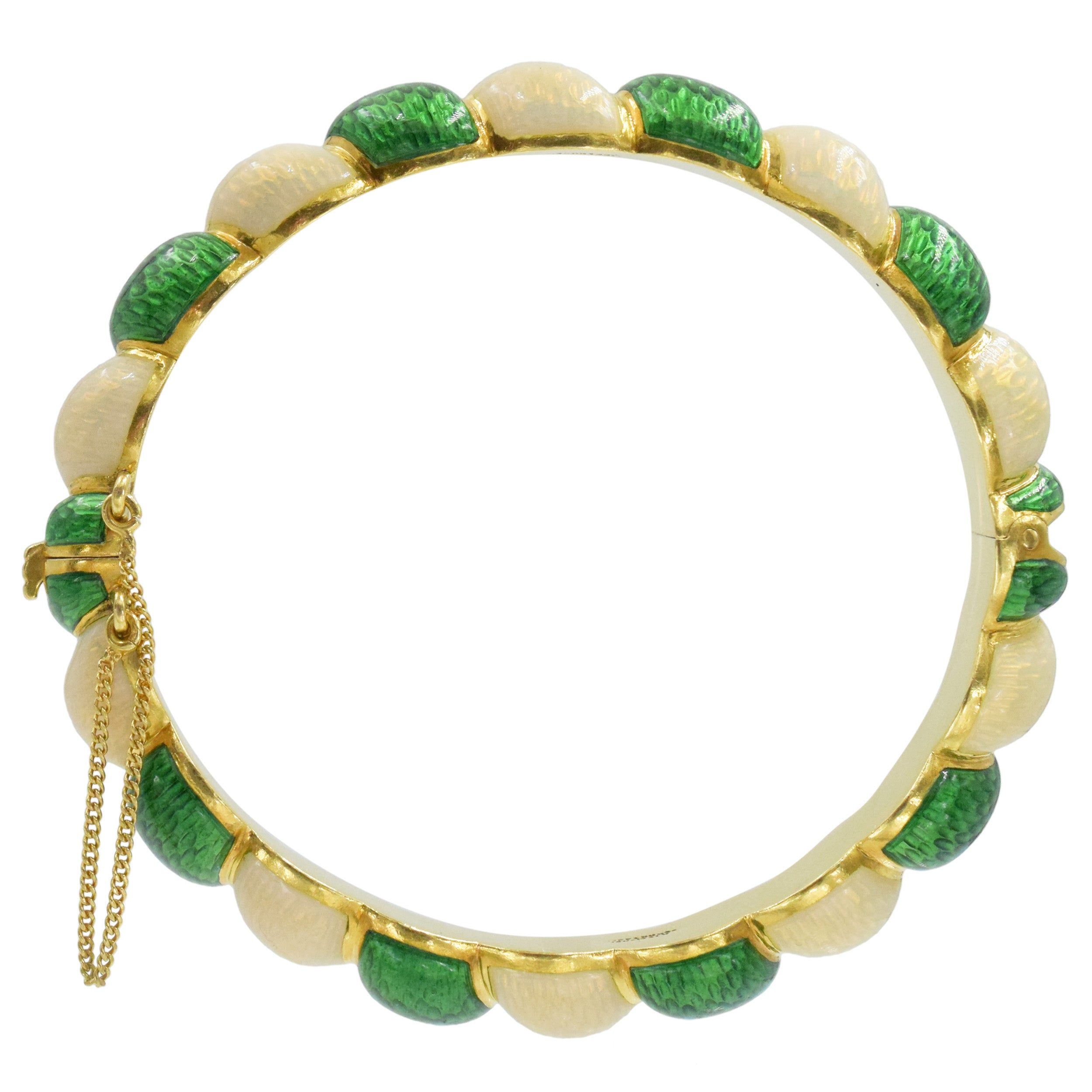 Tiffany&Co. Green And White Enamel Bracelet Crafted In 18K Yellow Gold