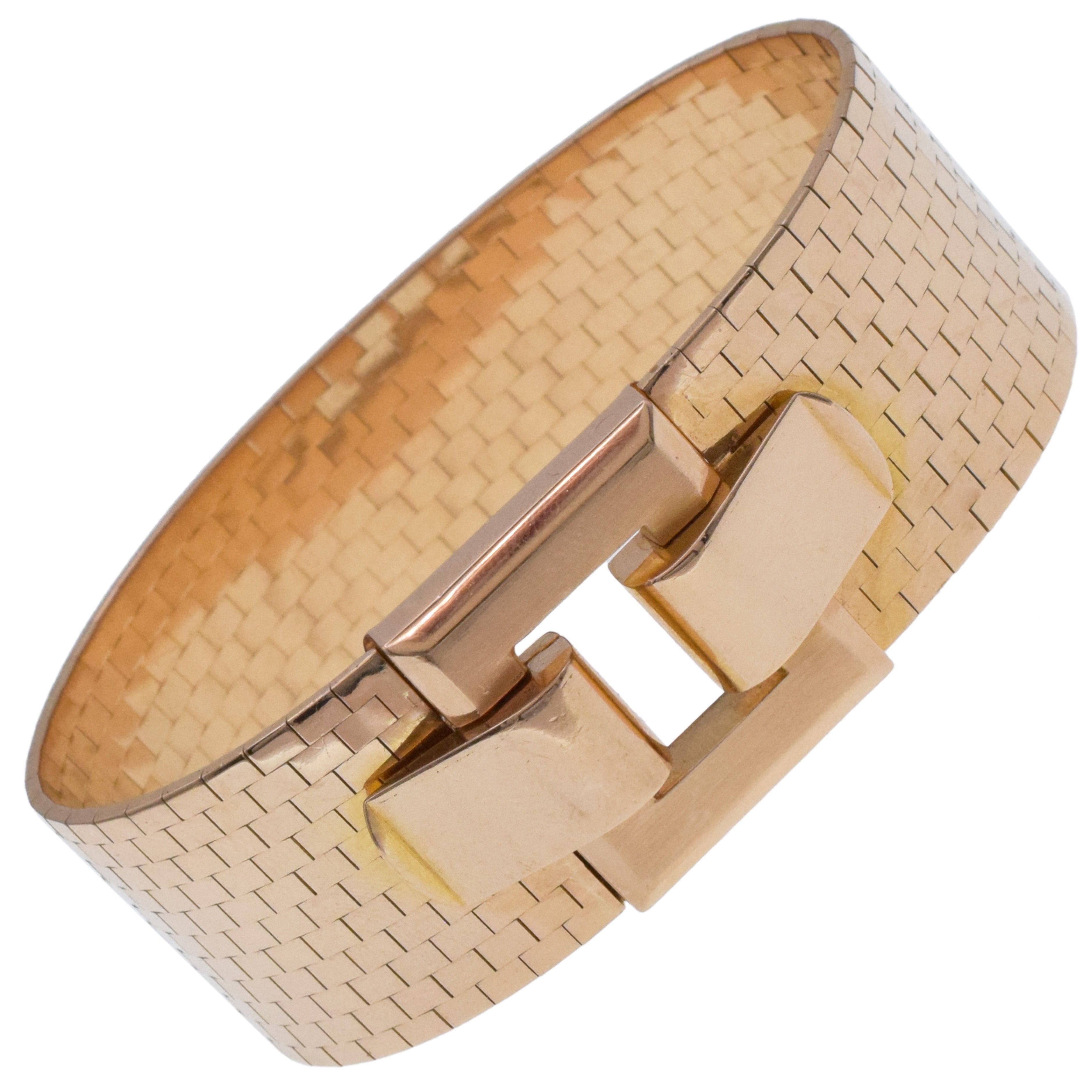 Vintage Wide Square Buckle Bracelet In 18k Rose Gold