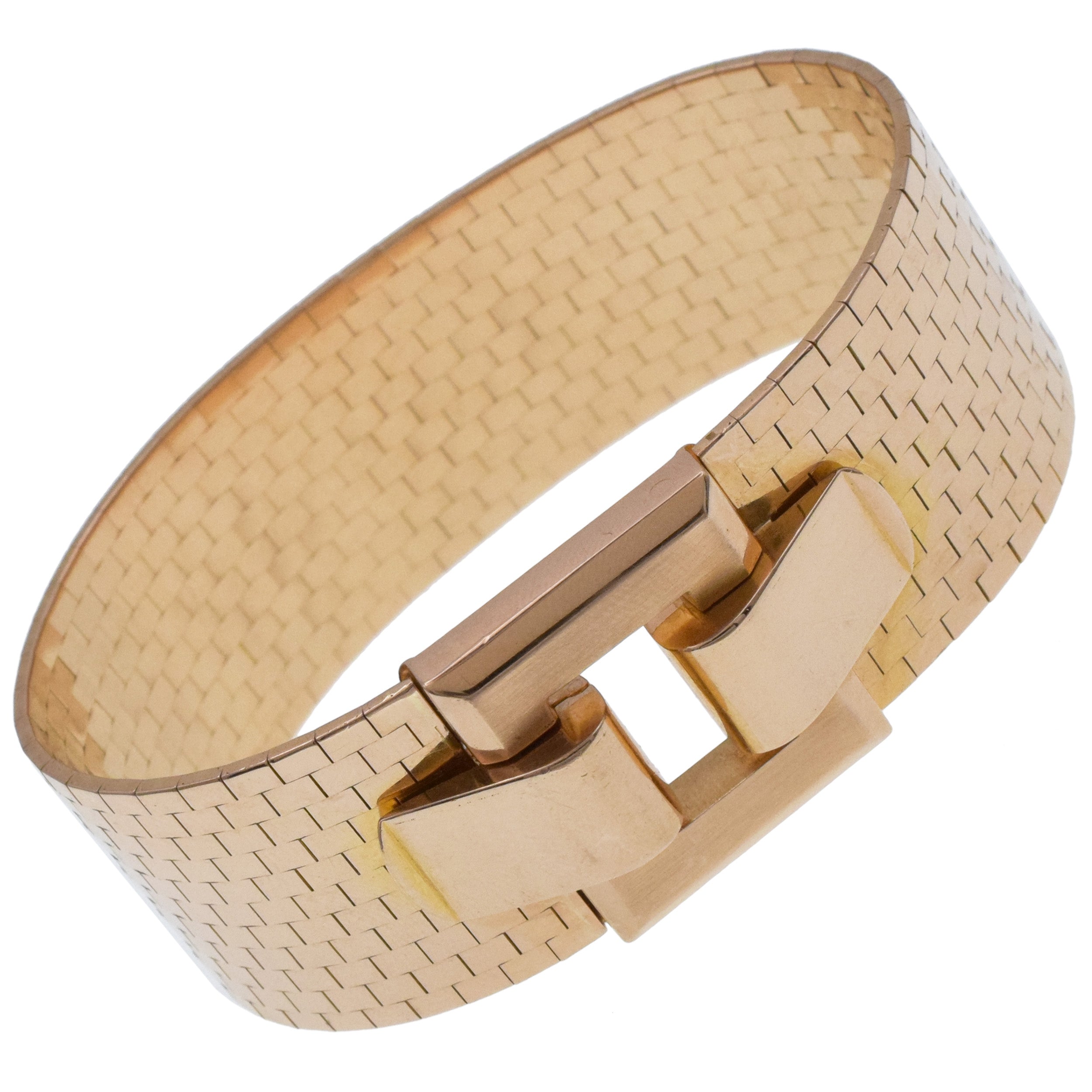 Vintage Wide Square Buckle Bracelet In 18k Rose Gold