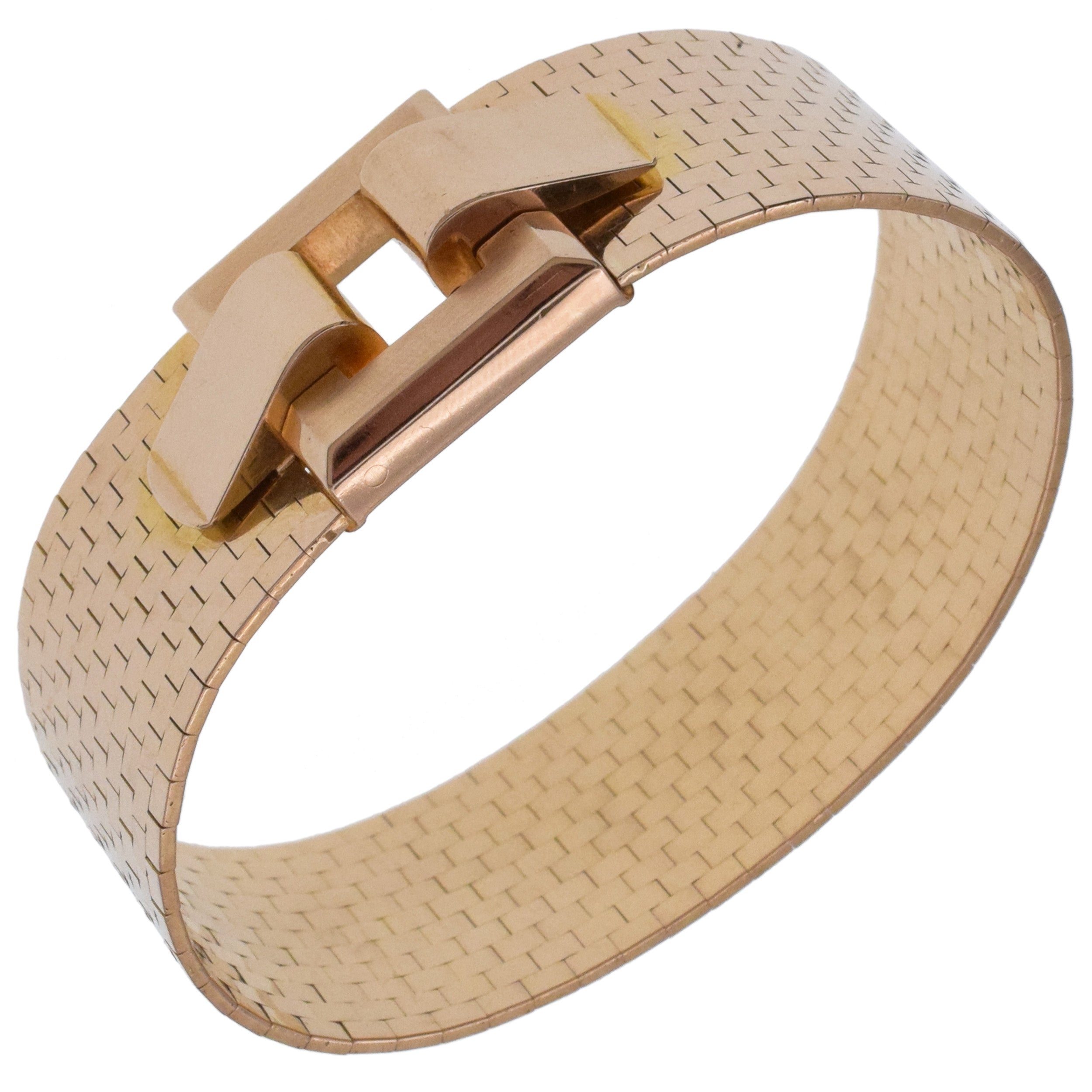 Vintage Wide Square Buckle Bracelet In 18k Rose Gold