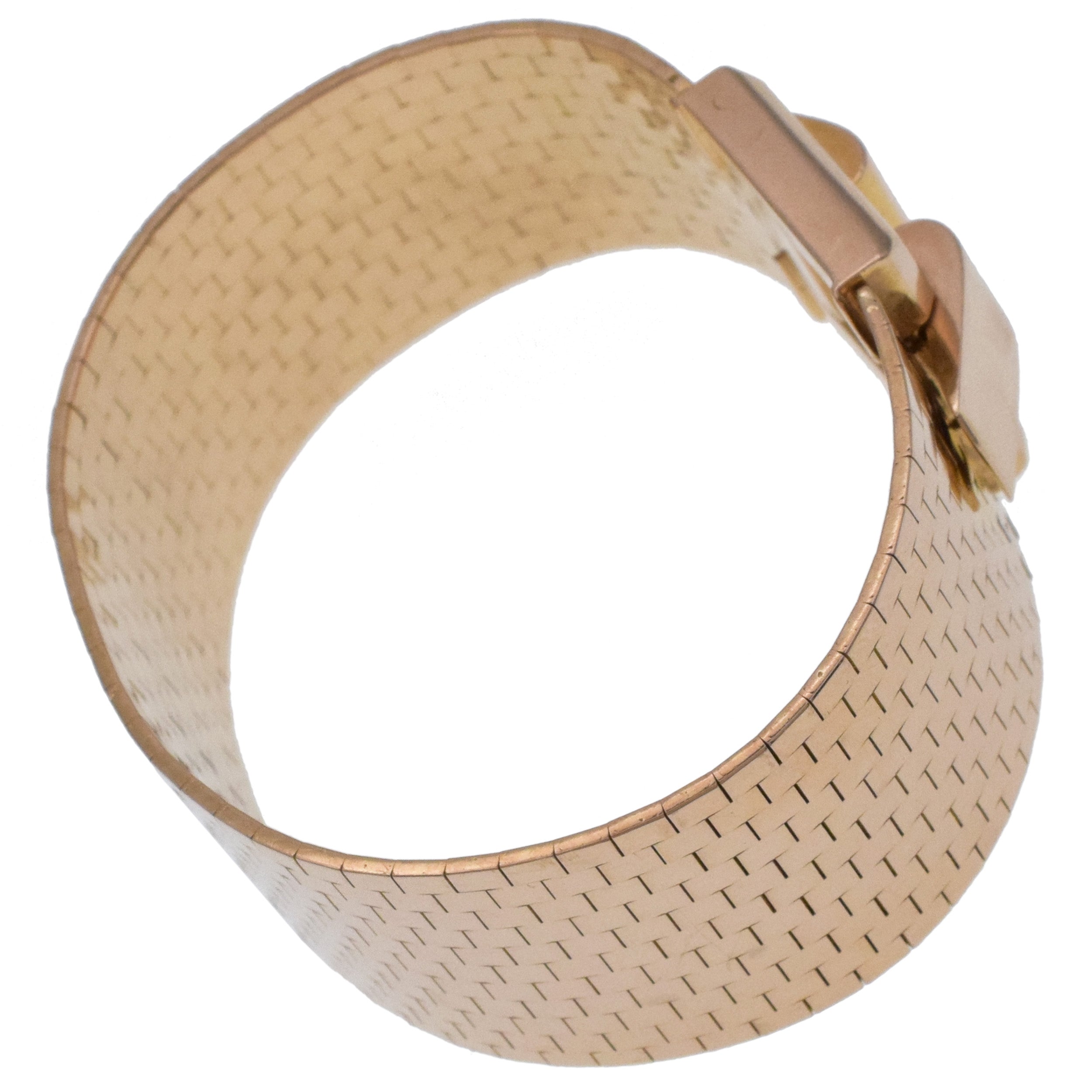Vintage Wide Square Buckle Bracelet In 18k Rose Gold