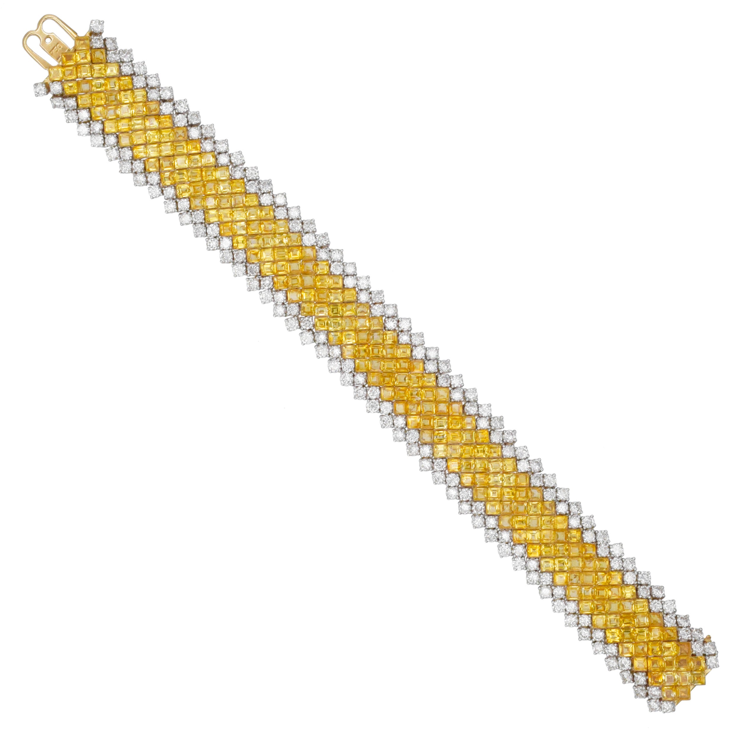 Diamond And Yellow Sapphire Mystery Set Bracelet In 18k Yellow Gold