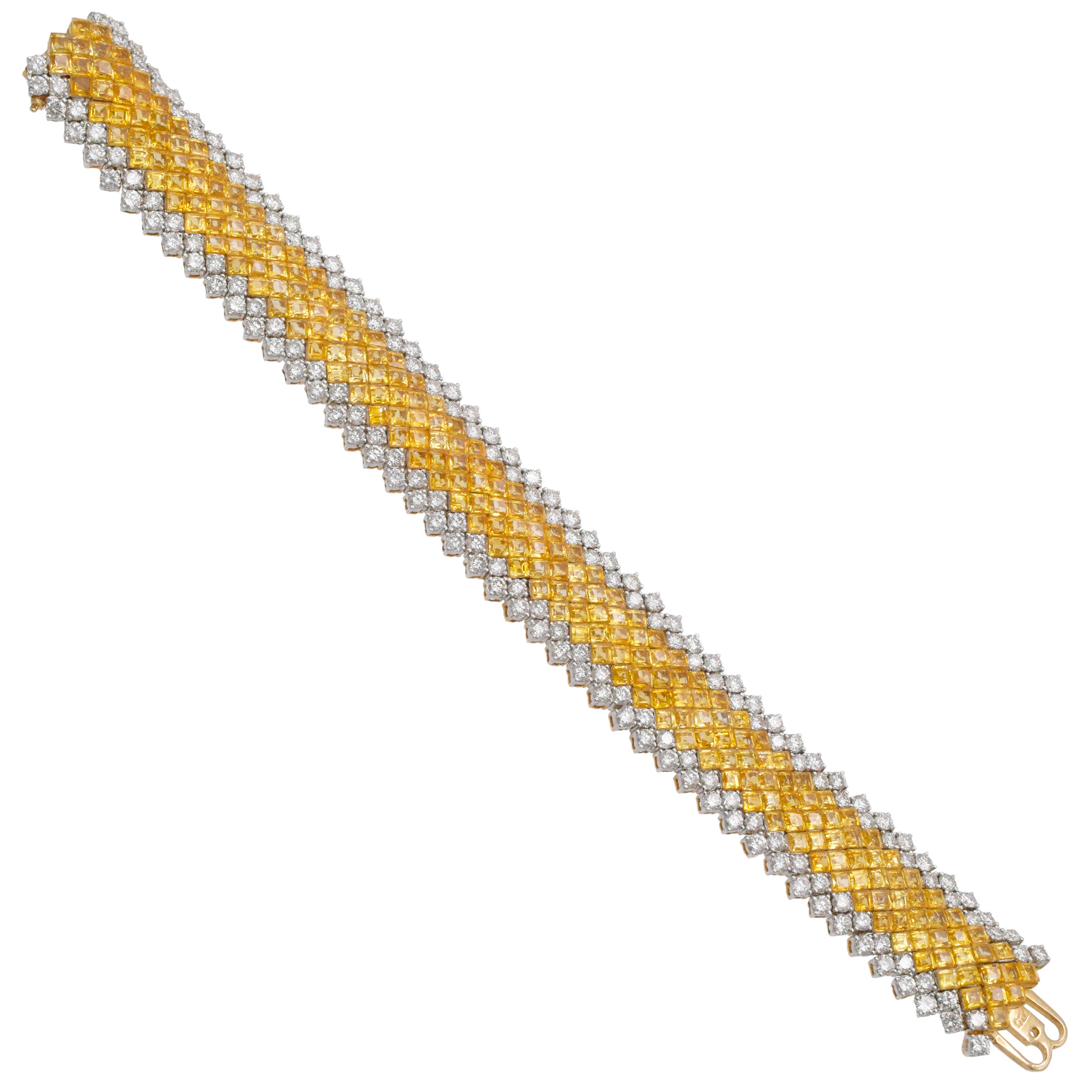 Diamond And Yellow Sapphire Mystery Set Bracelet In 18k Yellow Gold
