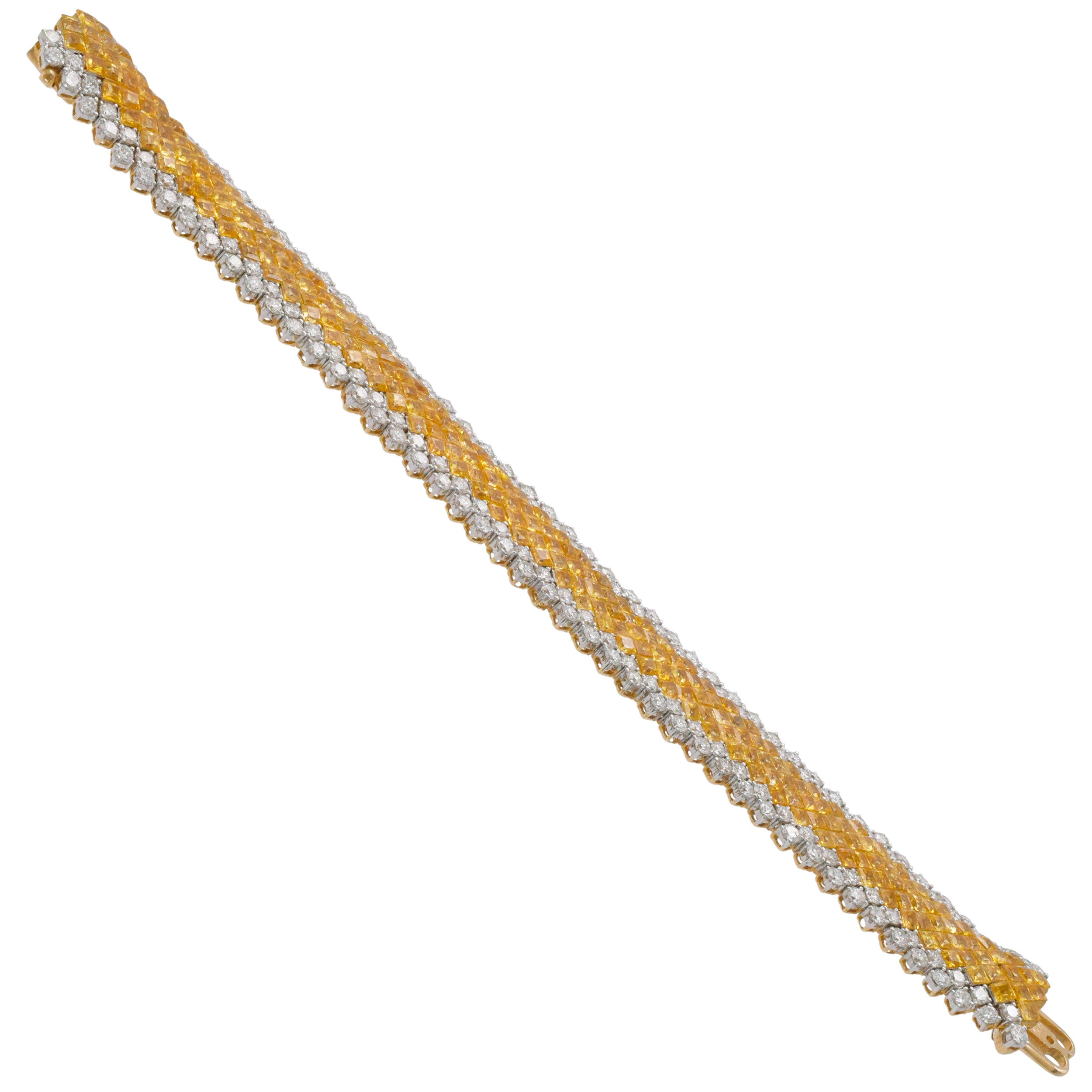 Diamond And Yellow Sapphire Mystery Set Bracelet In 18k Yellow Gold