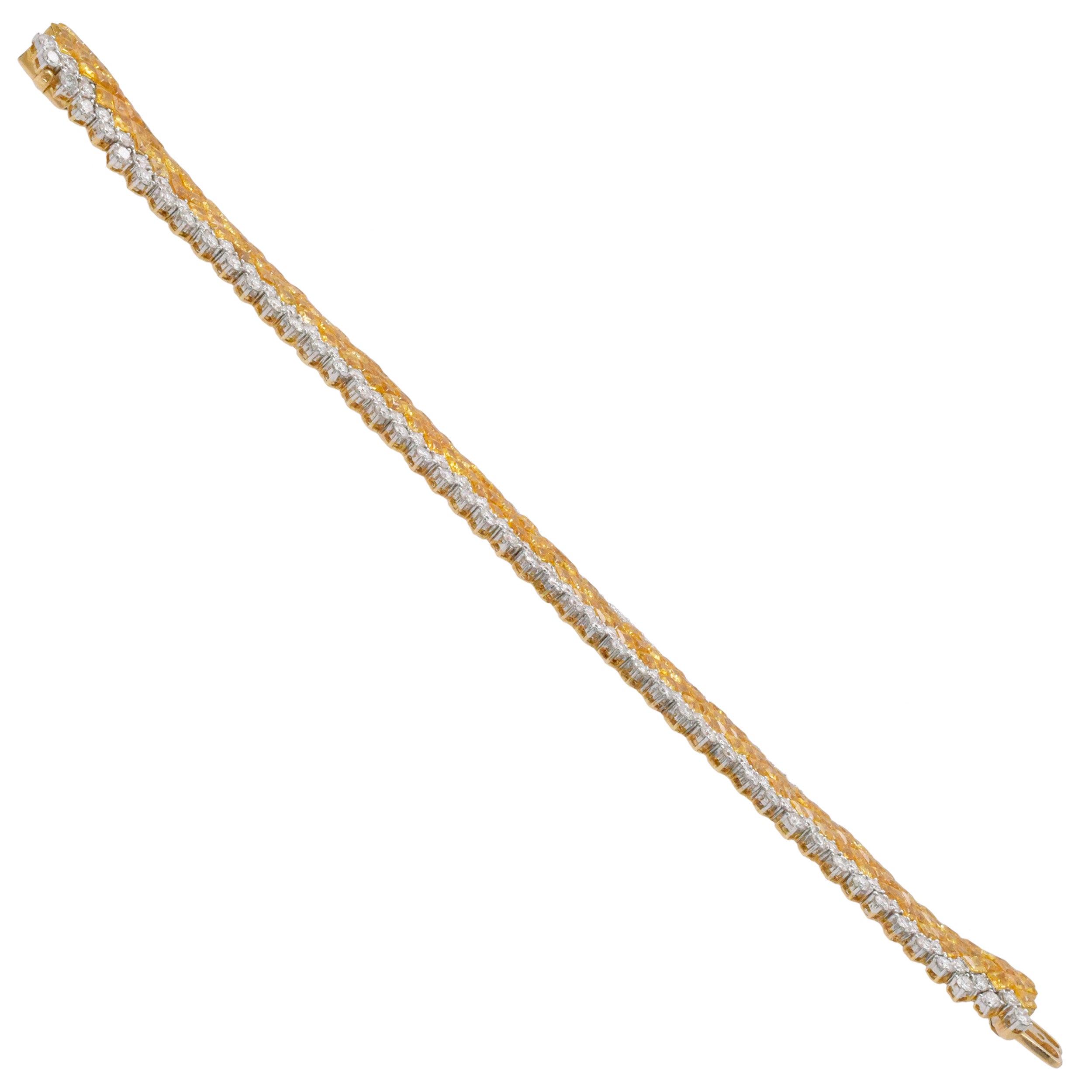 Diamond And Yellow Sapphire Mystery Set Bracelet In 18k Yellow Gold