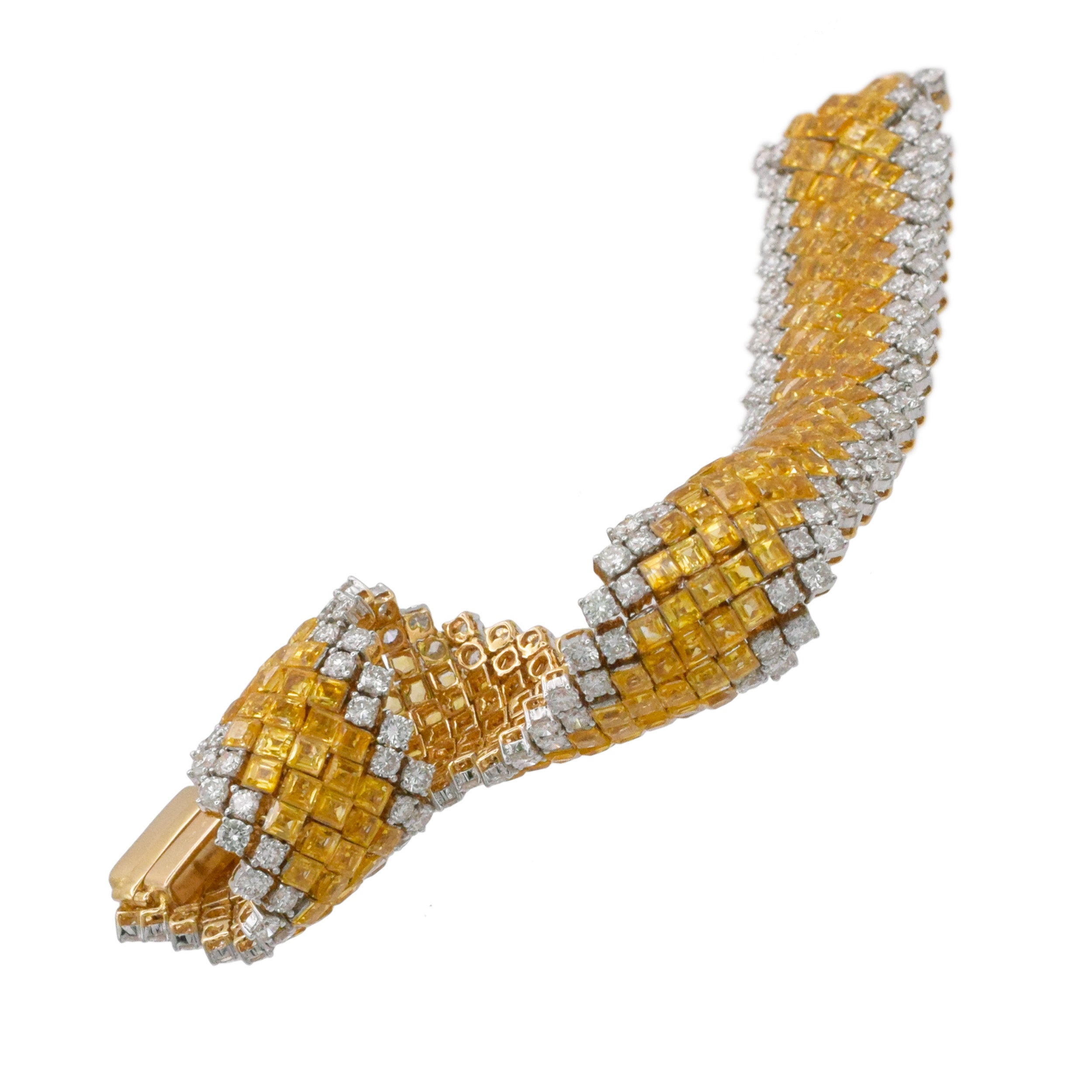 Diamond And Yellow Sapphire Mystery Set Bracelet In 18k Yellow Gold