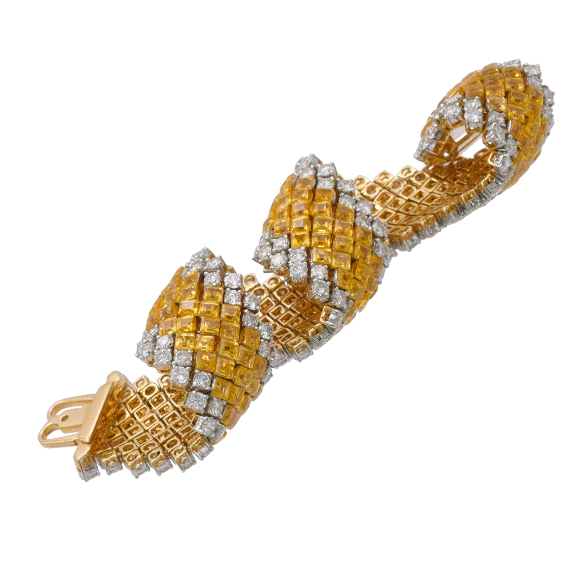 Diamond And Yellow Sapphire Mystery Set Bracelet In 18k Yellow Gold