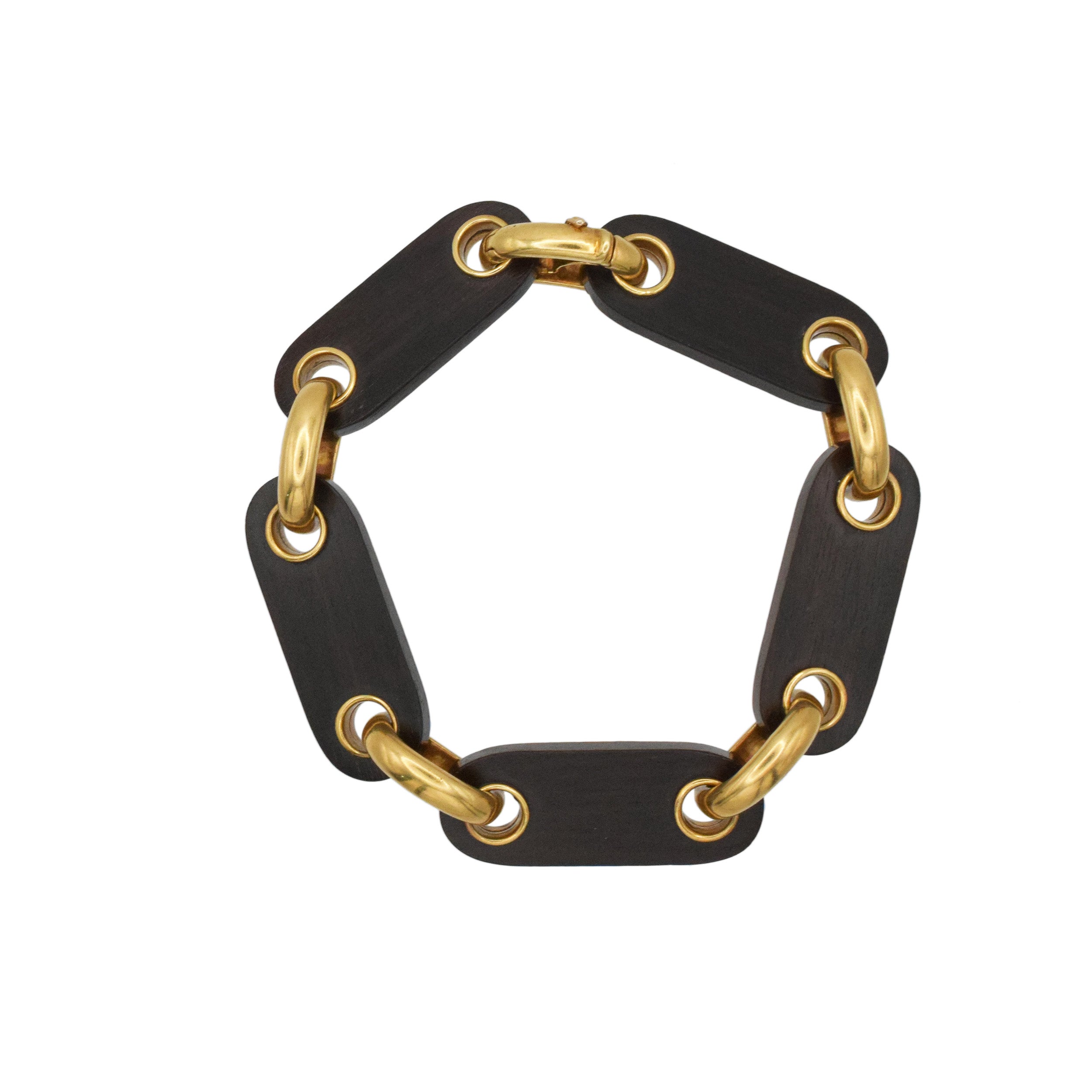 Van Cleef & Arpels Ebony Wood And 18k Yellow Gold Bracelet