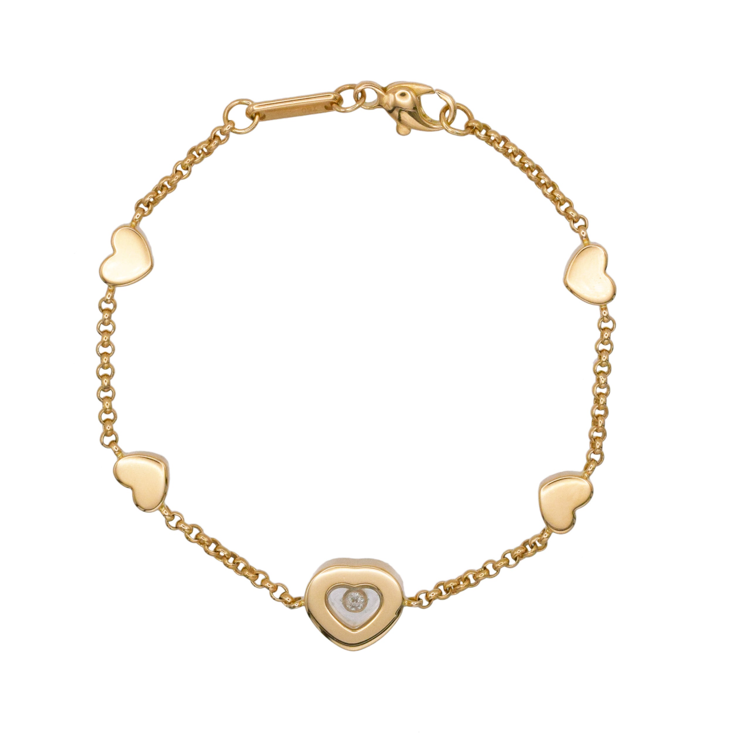 Chopard 'Happy Hearts' Charm Bracelet In 18k Yellow Gold